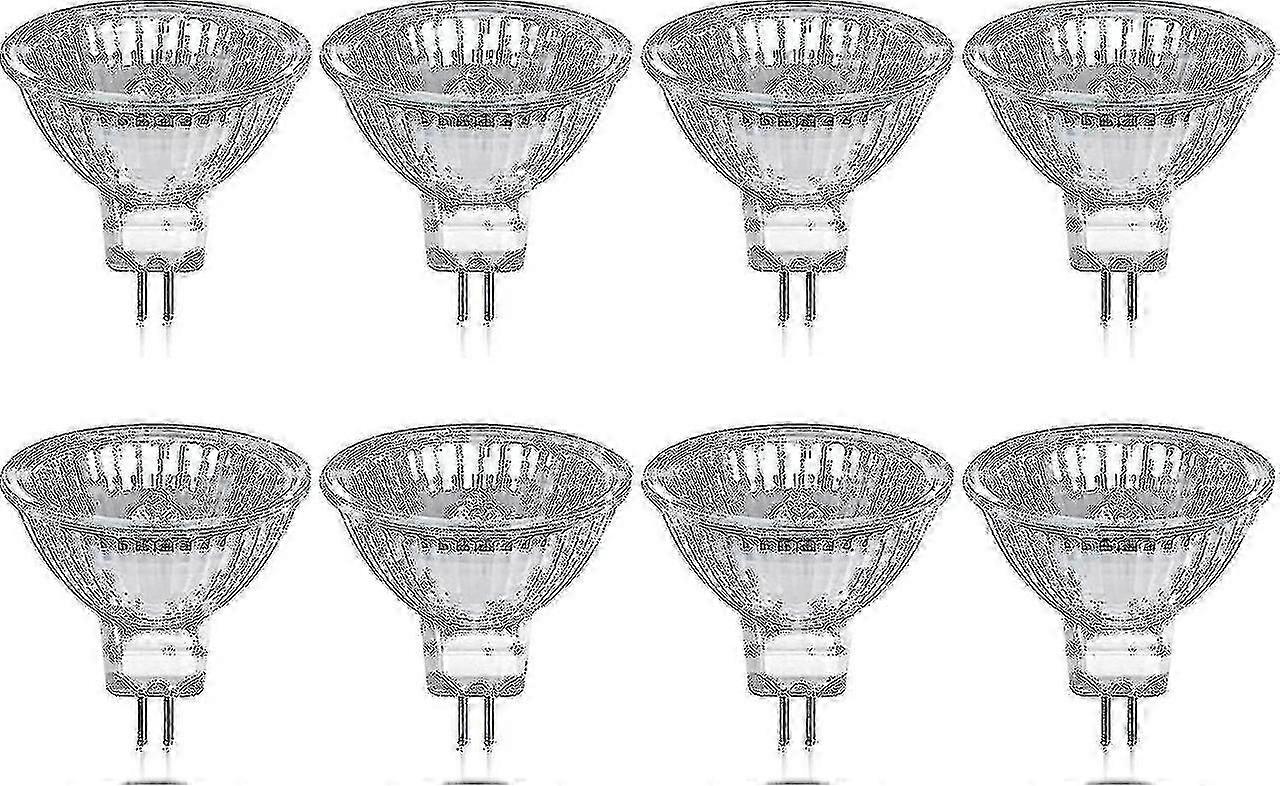 Lot de 8 ampoules halogènes GU5.3 MR16 35 W 12 V à intensité variable - Blanc chaud 2 800 K, 400 lumens, cache en verre