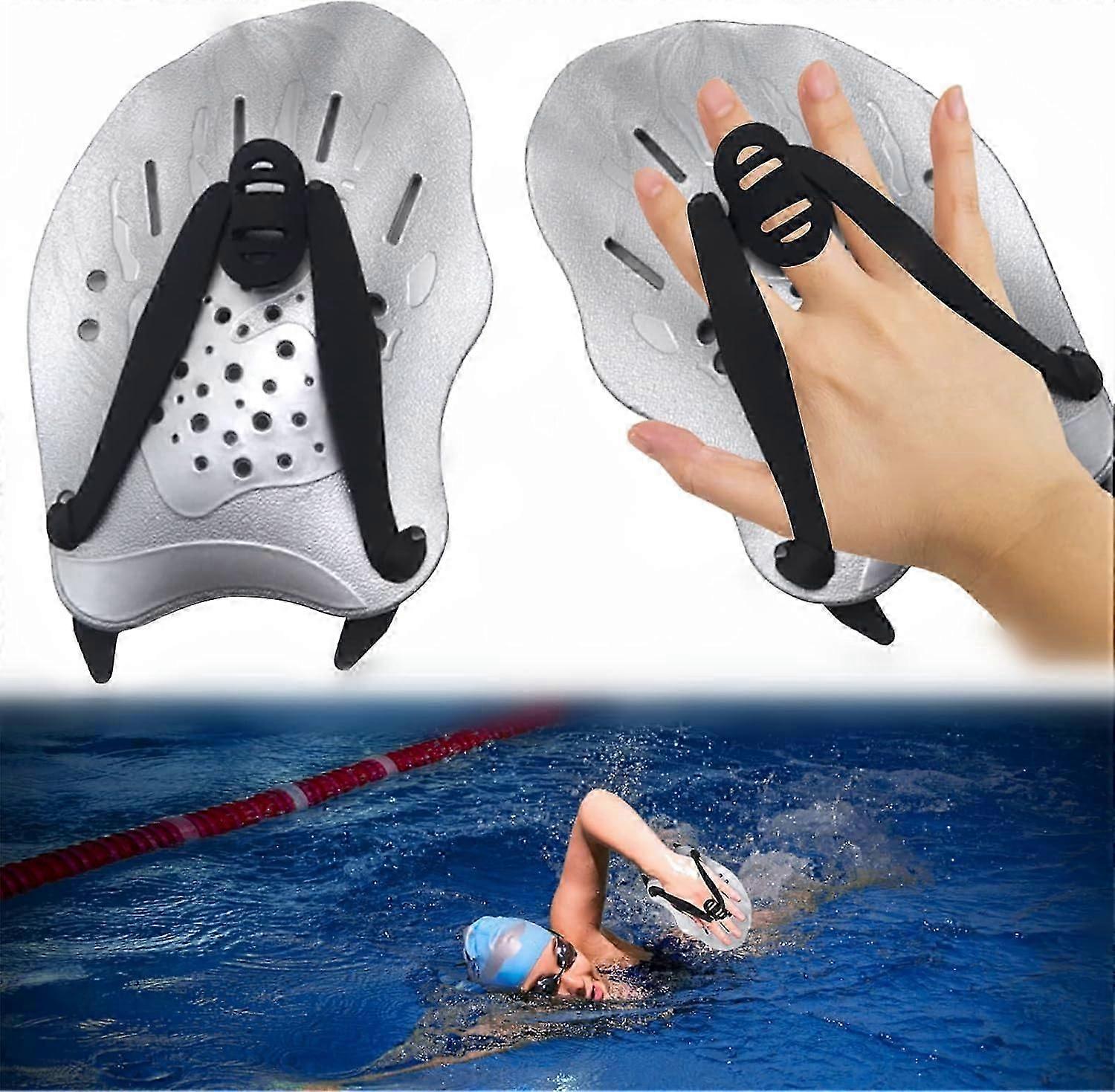 1 زوج مجاذيف اليد للسباحة مجاذيف السباحة مع أشرطة قابلة للتعديل قوة تدريب القوة مساعدة بركة معدات التمرين الملحقات للبالغين الأطفال