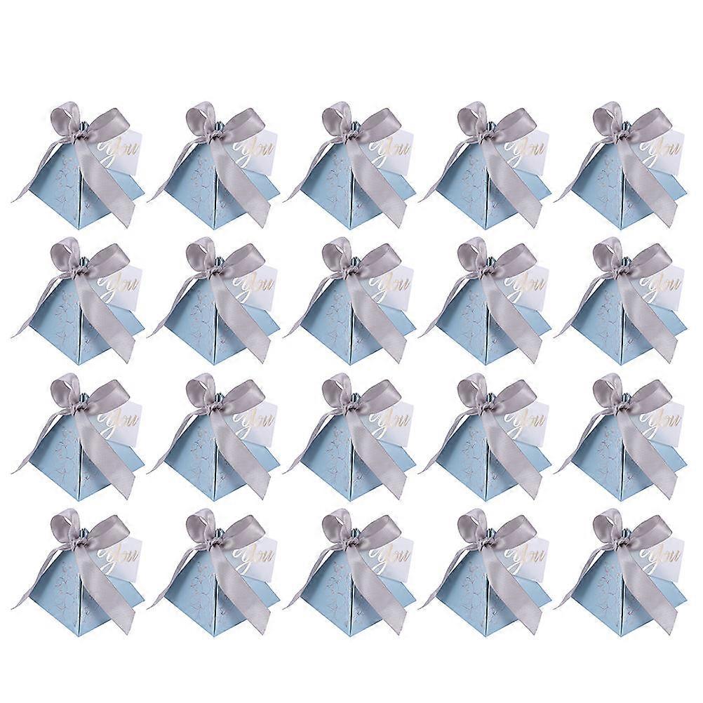 20Pcs Elegant Design Candy Boxes Pyramid Shape Storage Solution For Wedding Party Blue