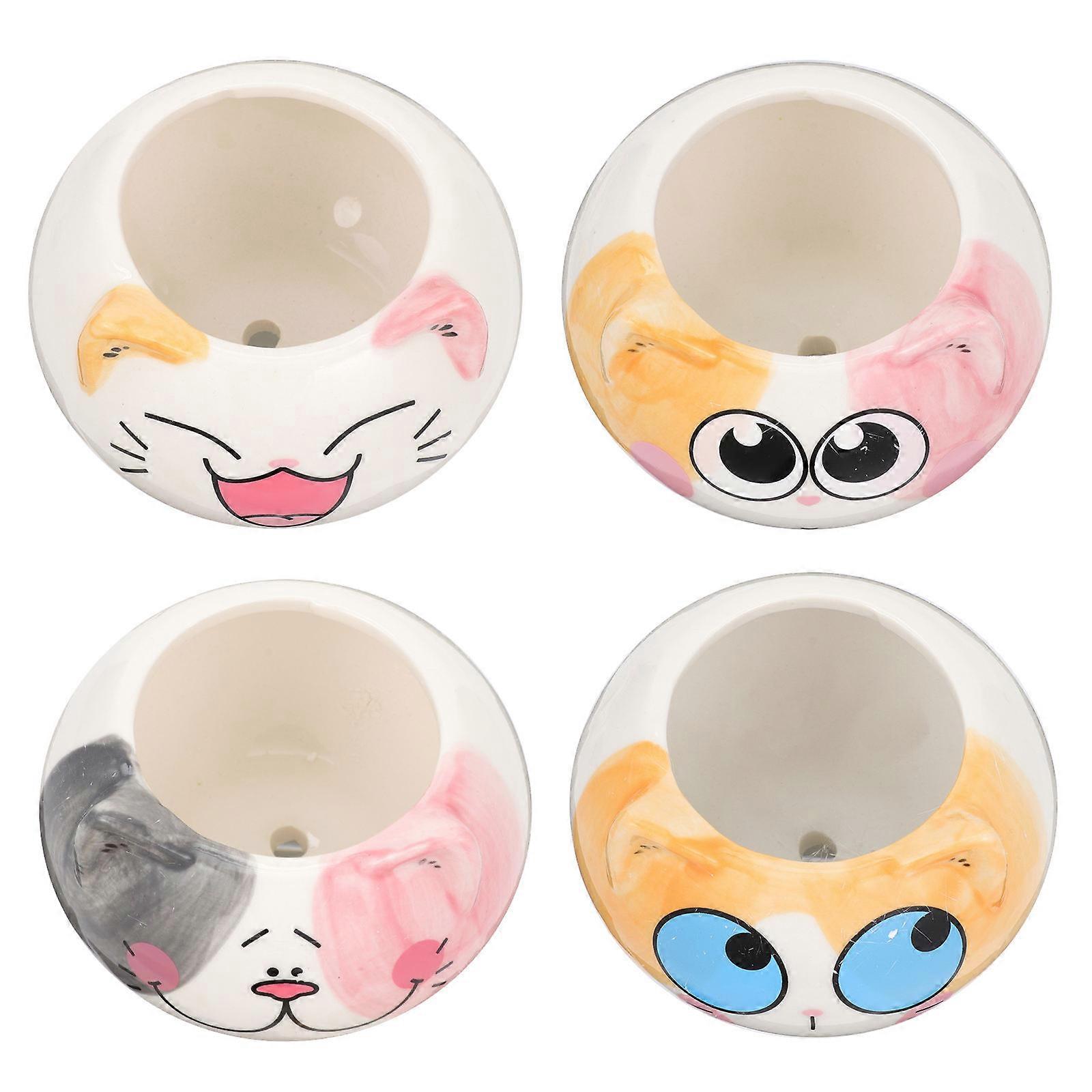 Succulent Flowerpot Ceramic Flowerpot for Storage Use 4Pcs Assorted Color