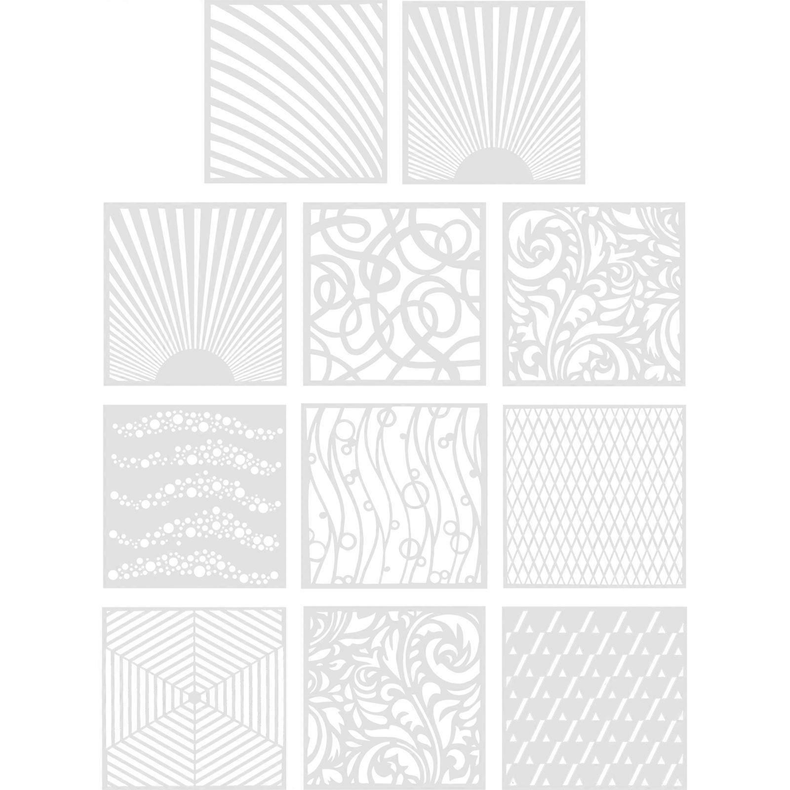 11Pcs Painting Stencils For Wall Floor And Fabric Crafts 13X13cm White Templates For Kids DIY Projects Easy To Clean