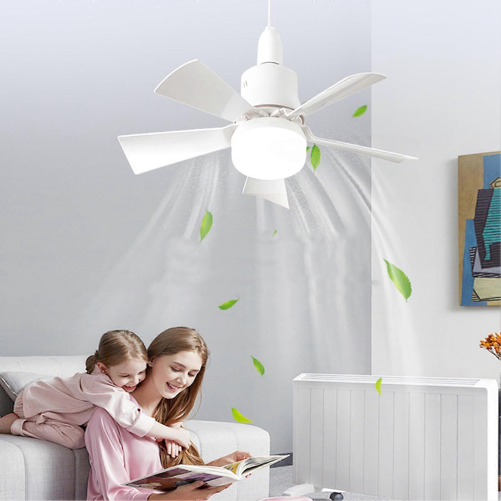 Socket Ceiling Fan Light Small Ceiling Fan With Remote E26 Base Dimmable Bulb 3 Color Temperatures 3Speed Timer White
