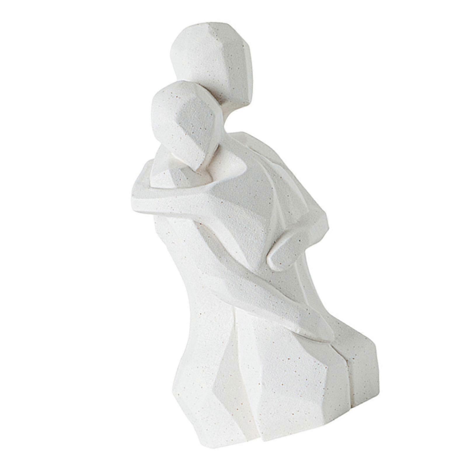 Elegants Ceramics Couple Statue Featurings Minimalists Lines For Adding Warmth To Modern Home  White S