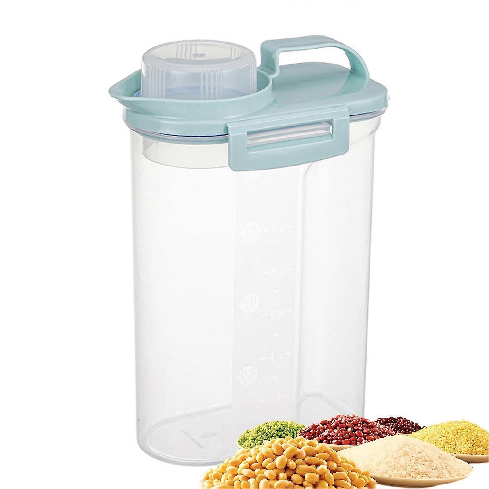 Grain Storage Rice Barrel With Handle Large 3.3Lb/5.5Lb Capacity Grain Dispenser Cereal Dispenser