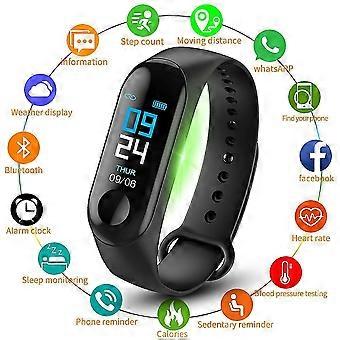 M3 Plus Smart Bracelet Heart Rate Blood Pressure Health Waterproof Smart Watch（Black Purple）
