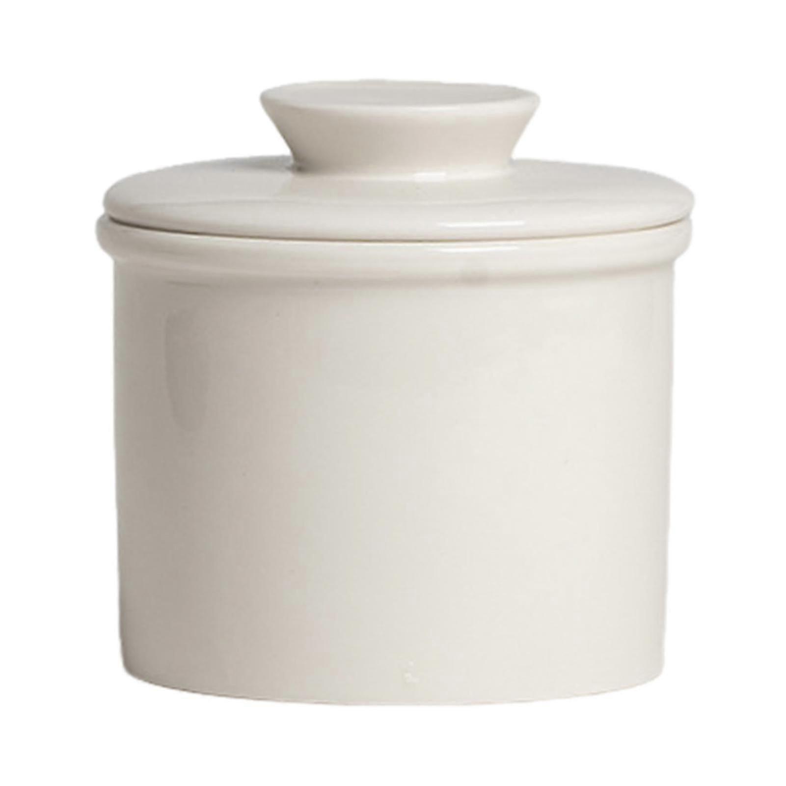 2025 French Butter Crock Ceramic Jar with Sealed Lid Solid Color Design Durable Butter Keeper for Kitchen Multifunctional Storage Jar for Jam Nuts