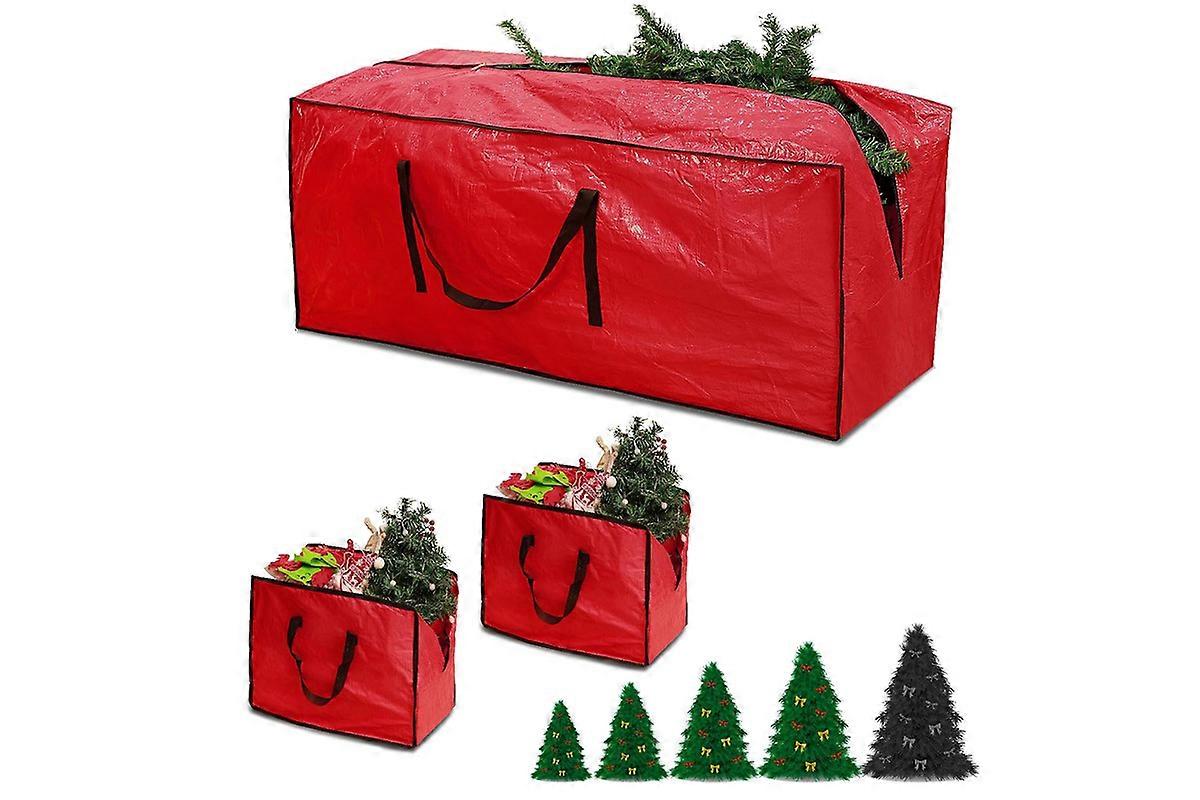 3Pcs Large Christmas Tree Storage Bags Waterproof with Handles and Zipper-Red
