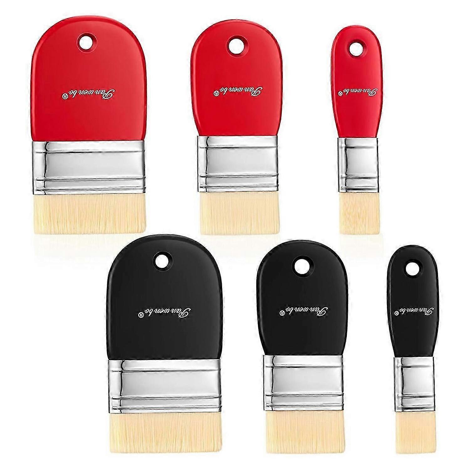 6Pcs Flat Paddle Paint Set Scale Brush For Oil And Acrylic