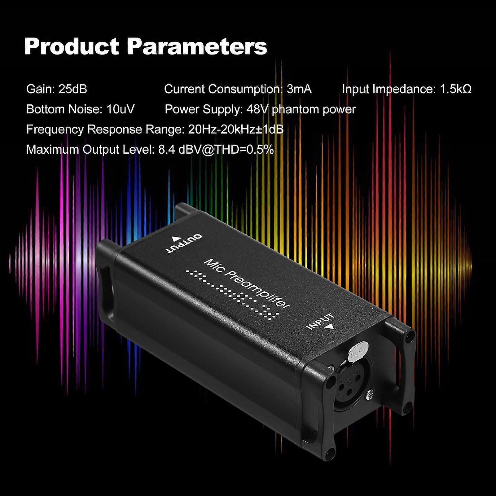 Mic Activator Ultra-Clean Gain Microphone Preamplifier Audio Booster for Studio or Home Recording Livestream Broadcast or Podcast