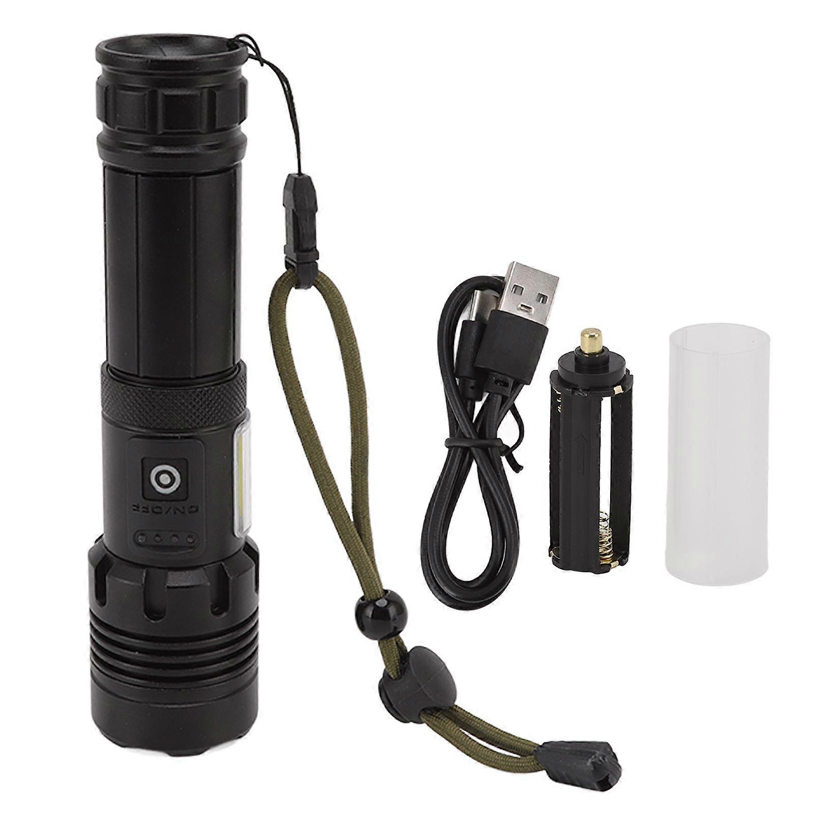 LED Flashlight USB Rechargeable Zoomable Power Display White Red Light Waterproof Flashlights for Emergencies