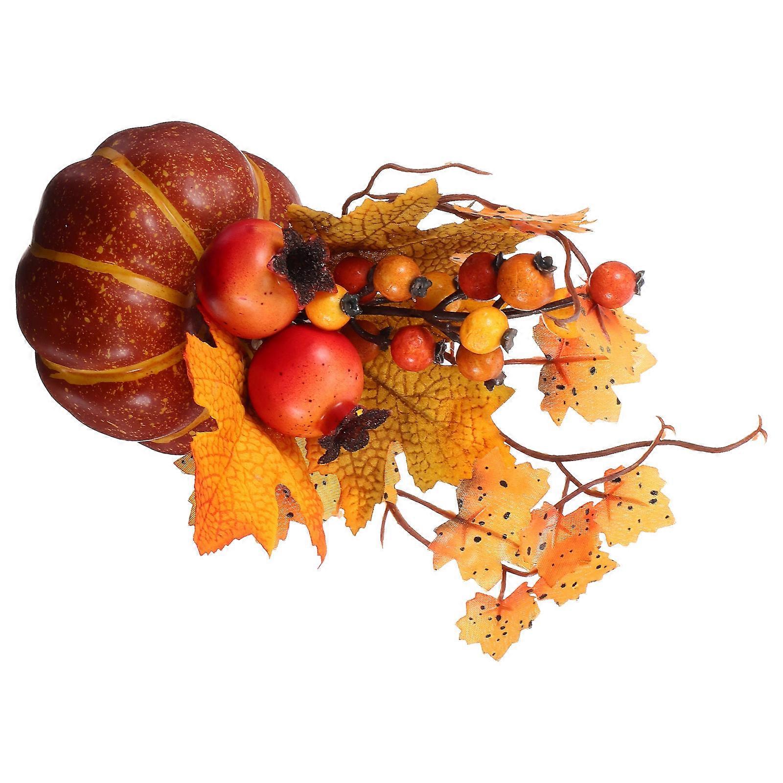 Simulation Pumpkin Artificial Pumpkin with Maple Leaf for Autumn Decoration