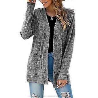 Mujer Manga Larga Abierta Frontal Cárdigan Color Sólido Ligero Abrigo Suelto Outwear