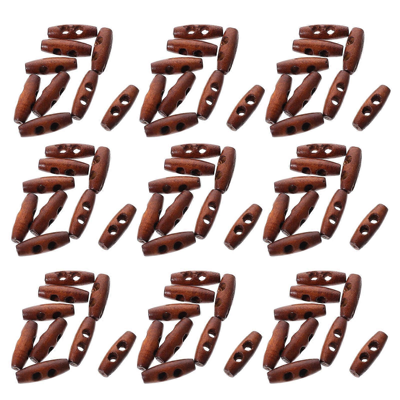 Wooden Coat Horn Button Olive Shape for DIY Use 100Pcs Brown Material