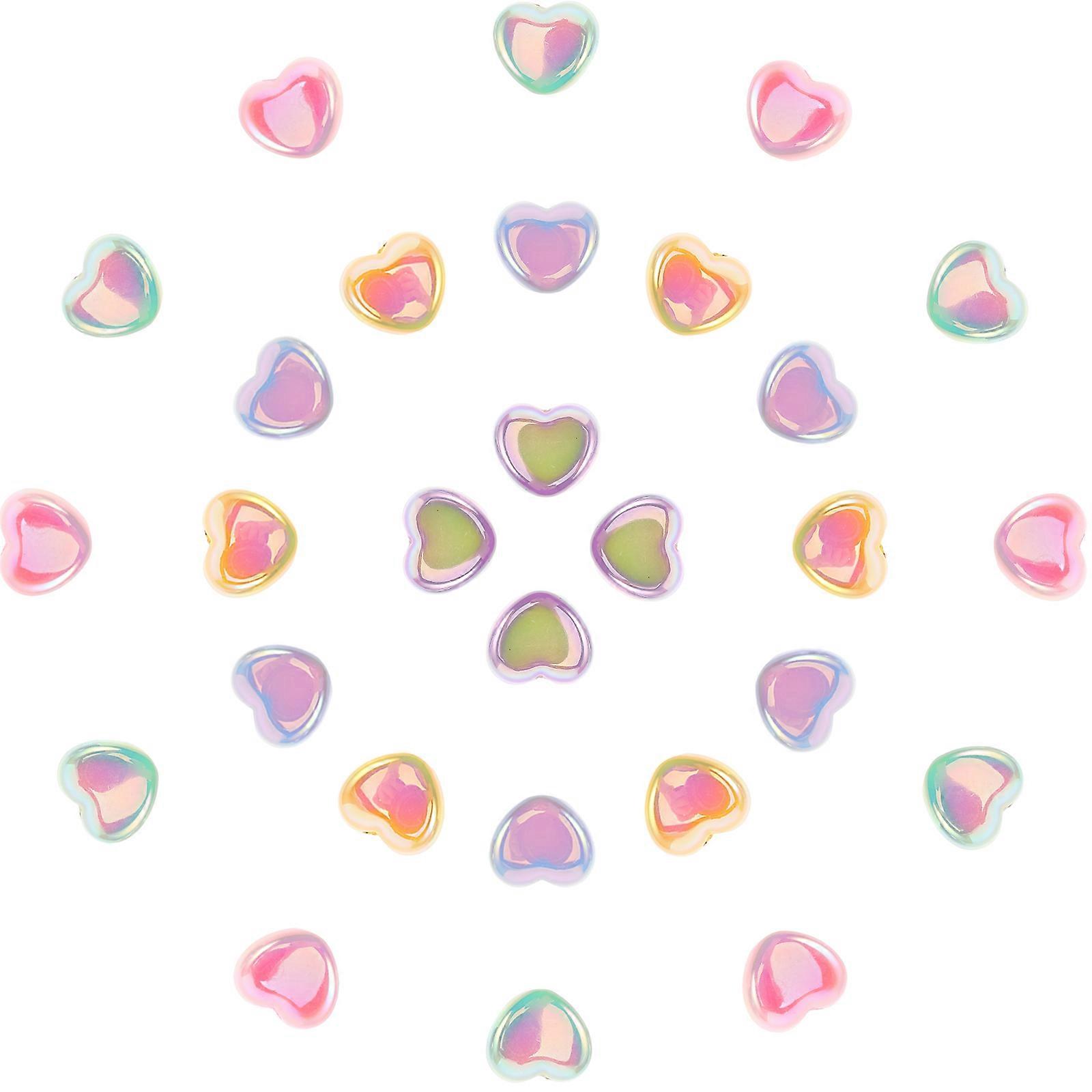 Assorted Color Acrylic Heart Beads for Bracelet Making 60Pcs Set
