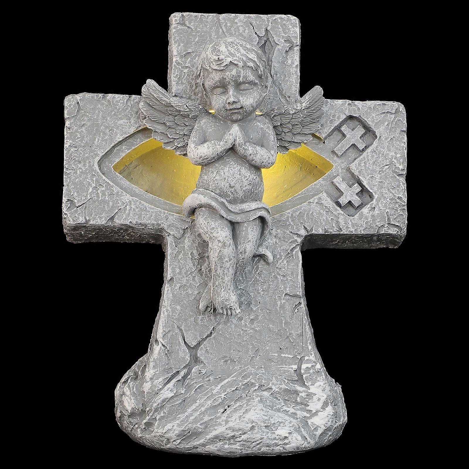 Chic Cross Ornament Resin Storage Box for Decor Grey