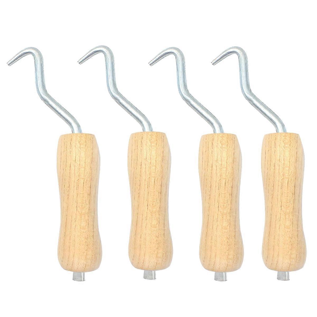 Rebar Twister with Wooden Handle Concrete Iron Wire Tie Twister Tool Hand Steel Tie Tool for Fence Twisting 4 Pack