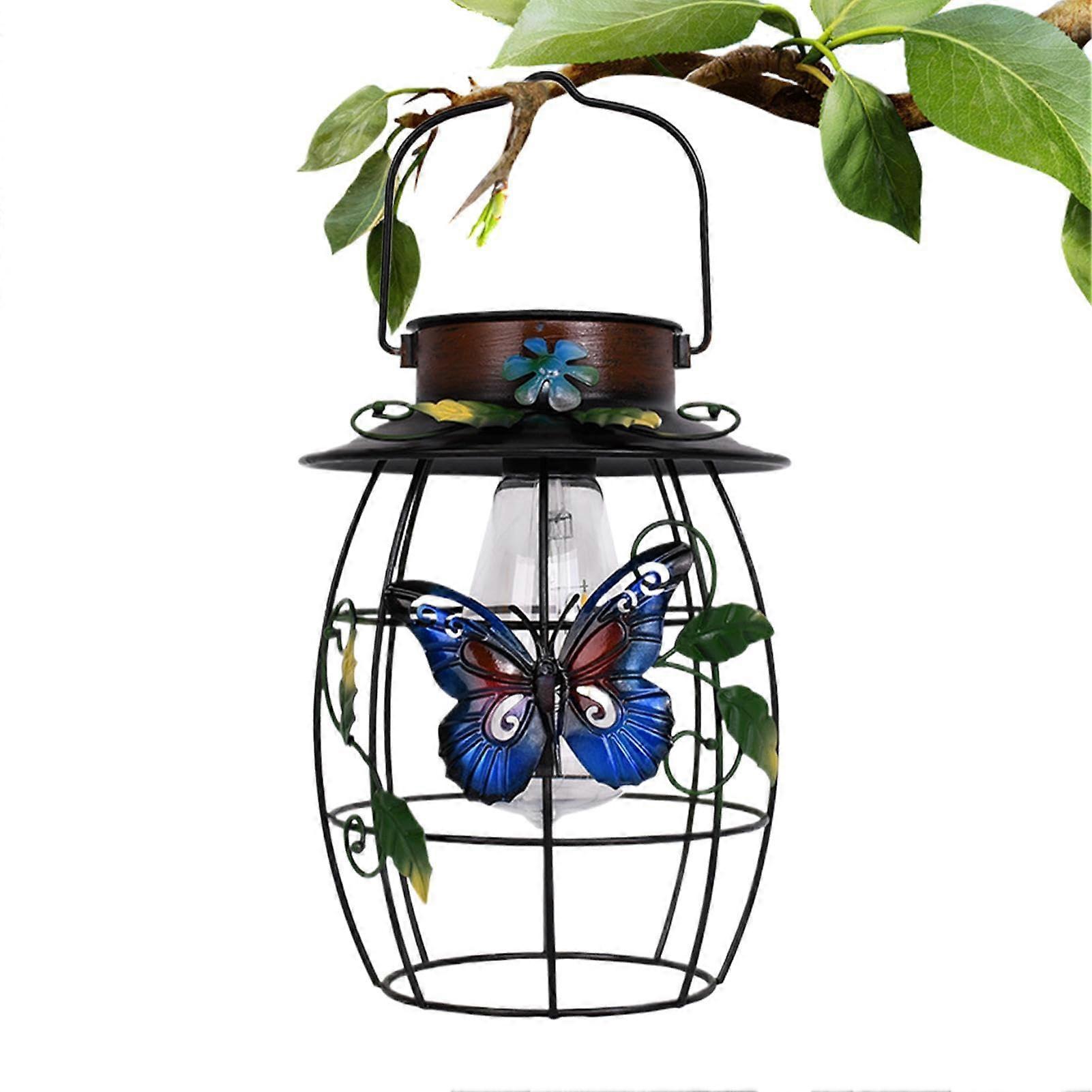 Solar Powered Landscape Lights with Waterproof Retro Butterfly Design, Creative Solar Lantern Path Lights for Garden and Outdoor Use