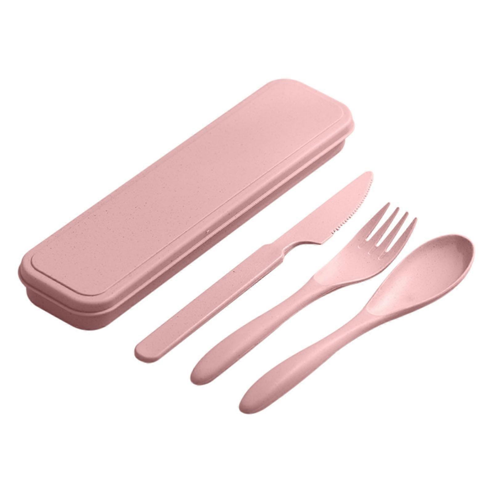 Ywbawe Reusable Travel Utensils Set with Case, Portable Camping Cutlery Set for Kids Lunch, Picnic, School Lunch, and Travel, Includes Straw and Case