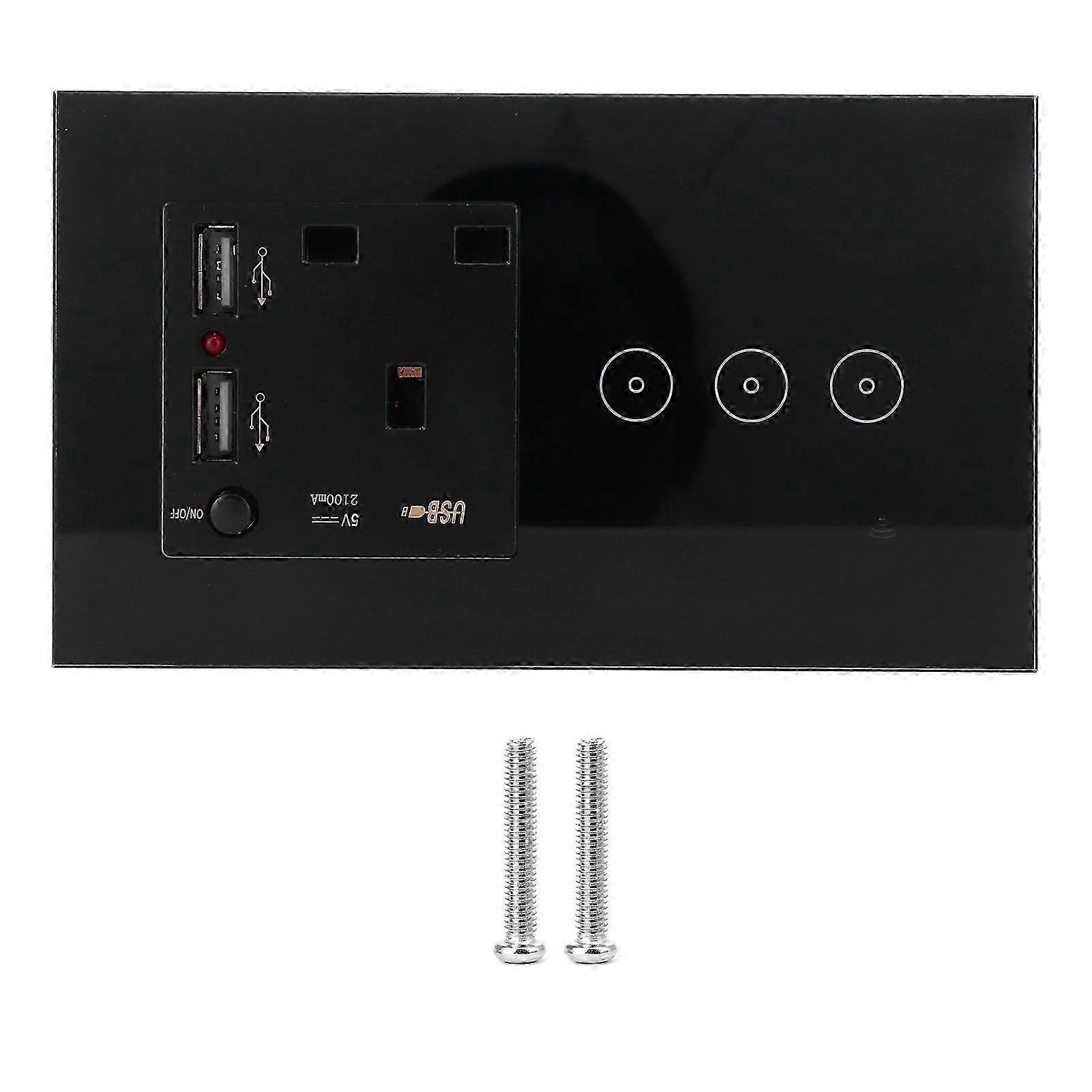 3 Gang WiFi Wall Switch Socket Panel with USB Ports APP Remote Control AC 95