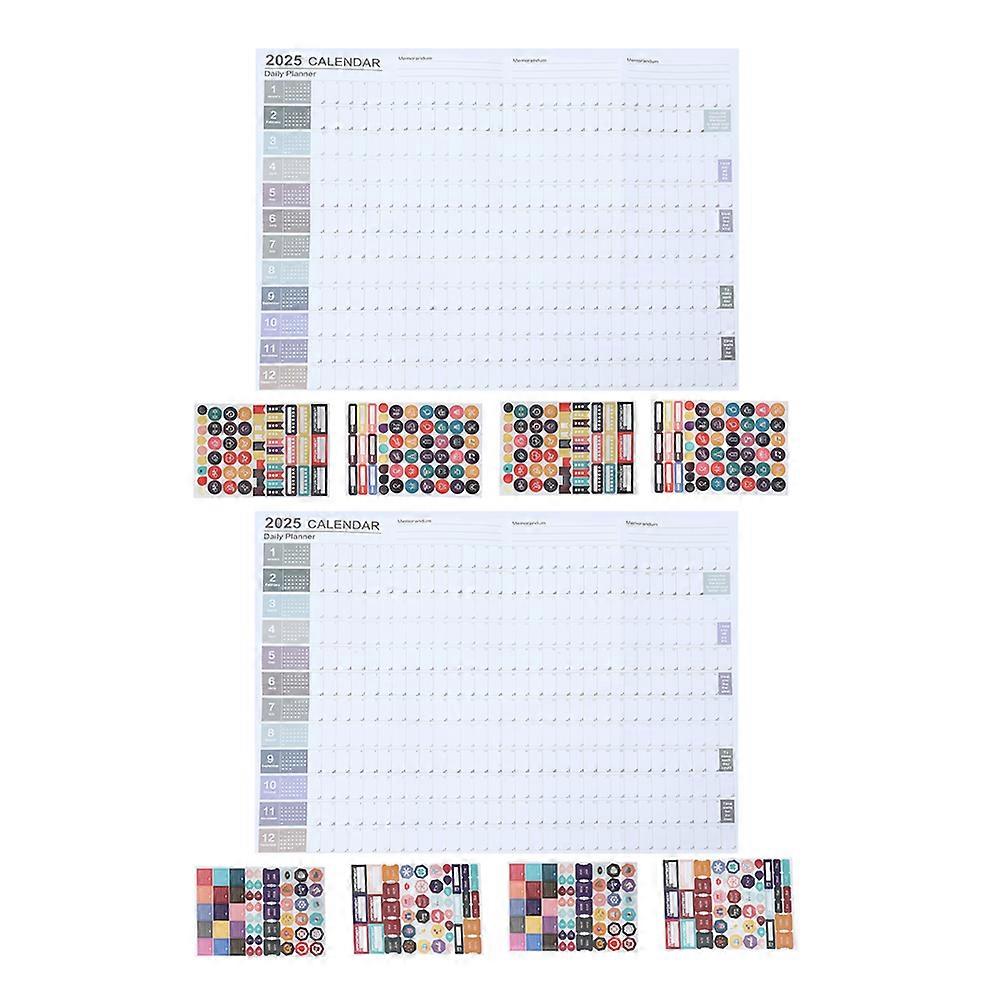 Wall Calendars Yearly Schedule Calendar with Decorative Design 2Sets