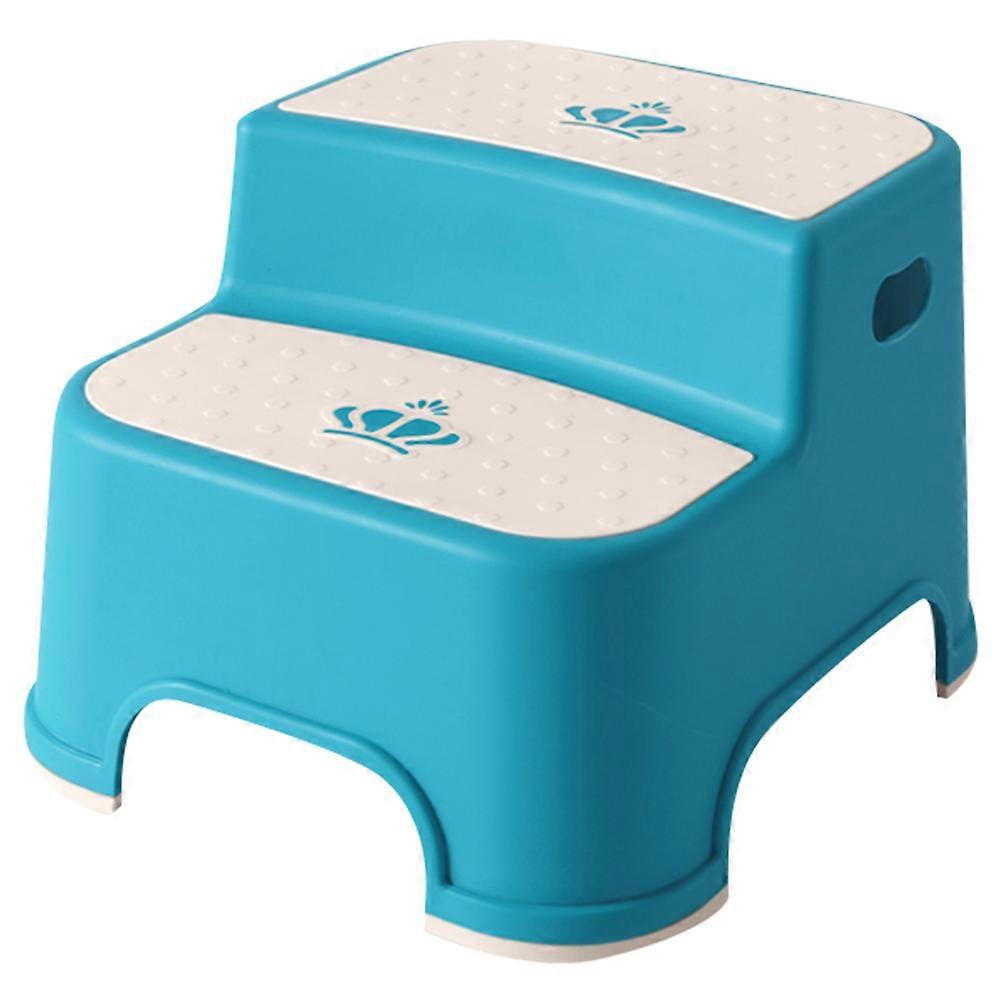 Double Layers Footstool Kids Stool for Daily Use Plastic Blue Small Stool