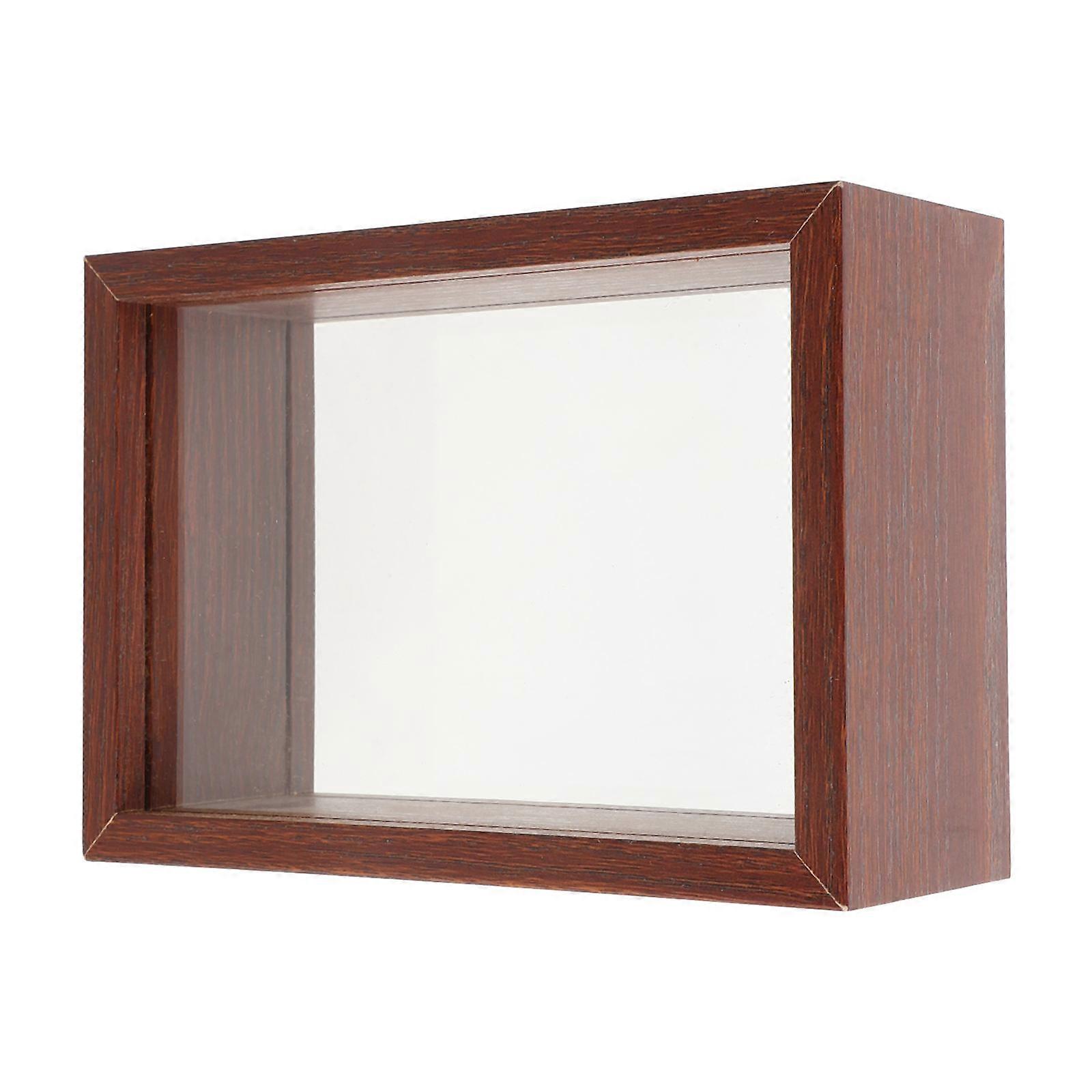 Multi-Functional Shadow Box Frame Dark Red Wood Photo Frame with 2Pcs for Display