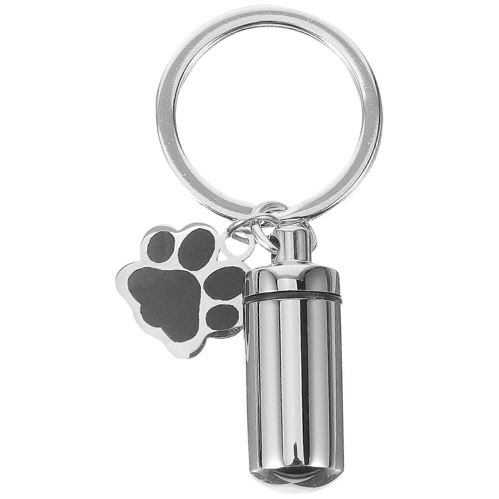 Pet Use Urn Key Chain with Silver Titanium Steel Mini Container