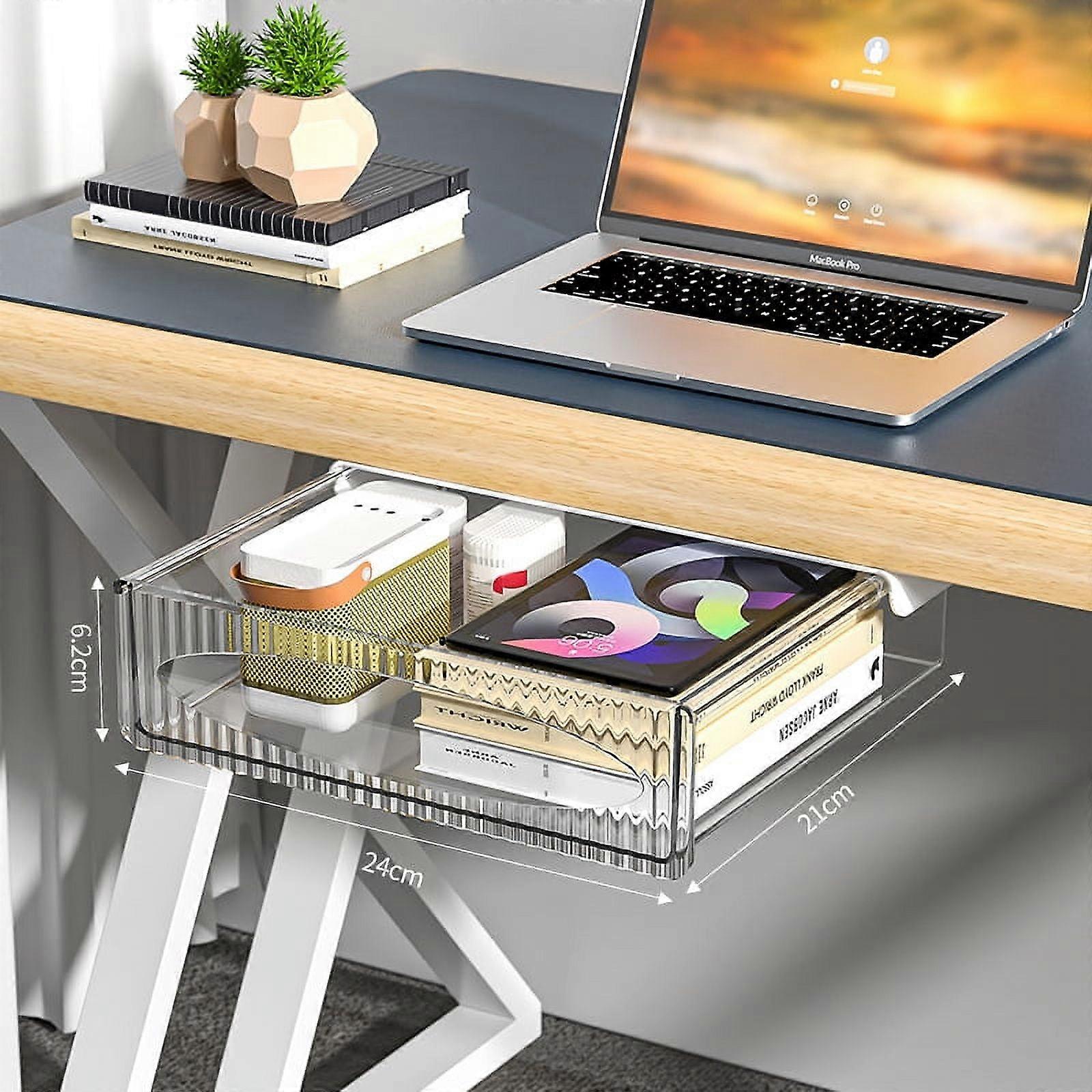 2pcs Home Under Desk Drawer Hidden Under Desk Organizer Box Hidden Desk Drawer Storage Box