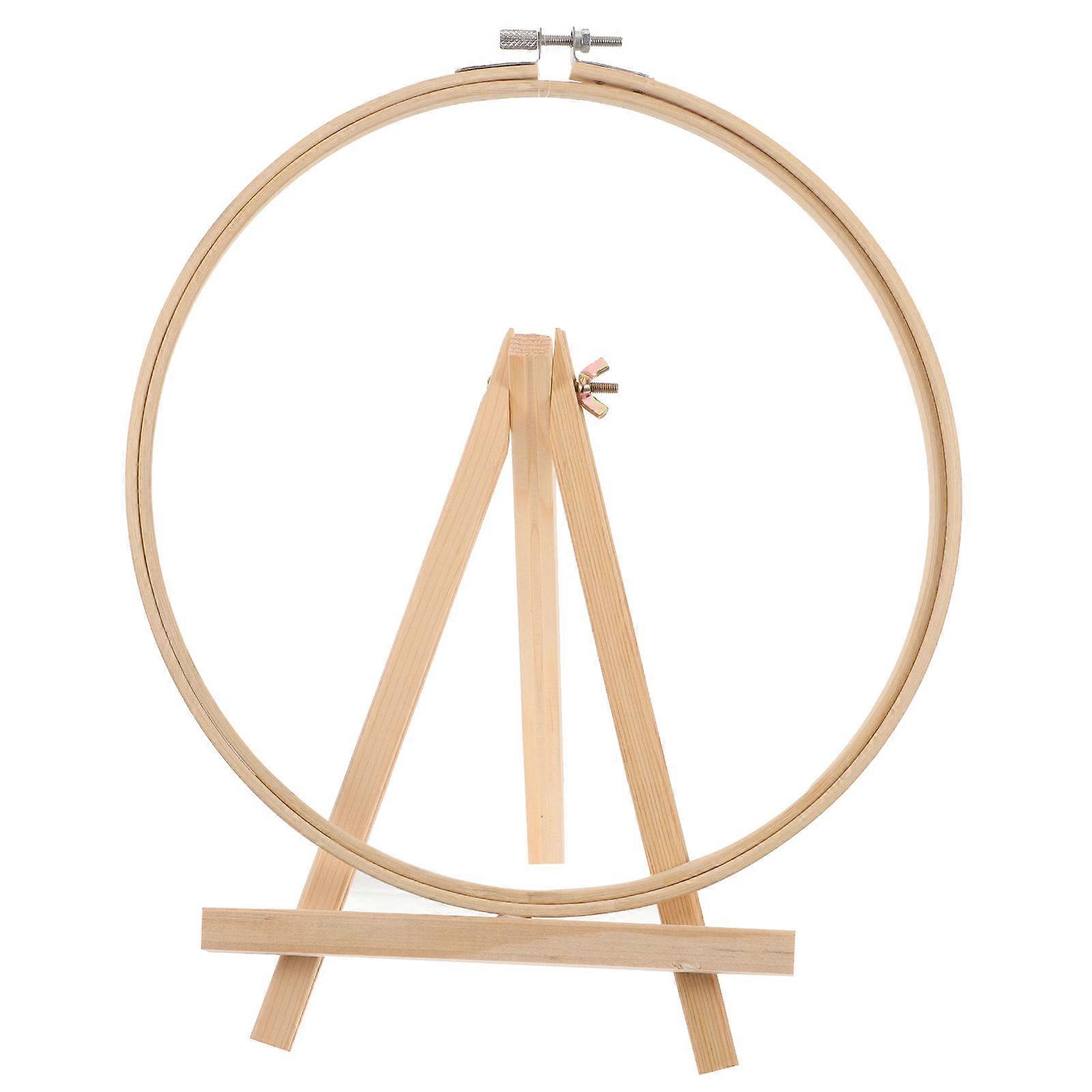 Crafting Embroidery Hoop for DIY Decoration 3Sets with Stand Beige Wood