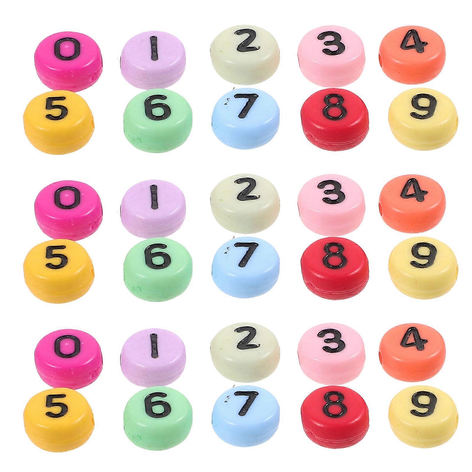 Acrylic Number Beads for Jewelry Craft Making 200Pcs Assorted Colors