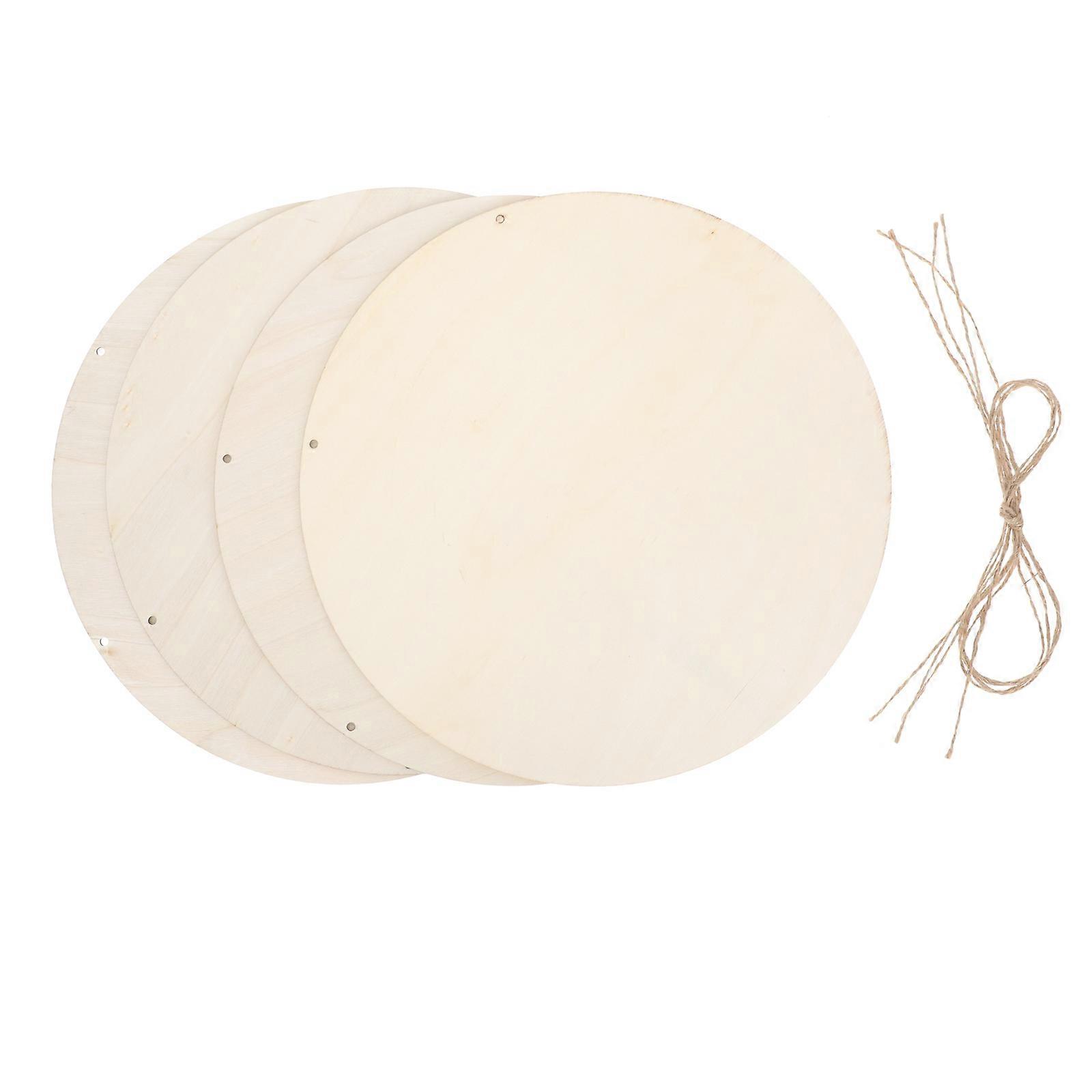 Blank Wooden Pieces Round Board for Painting Use 8Sets Beige
