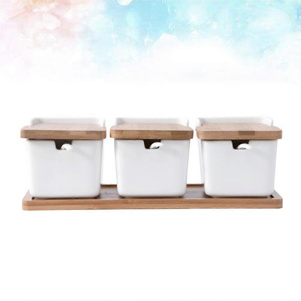 Spice Jar Set Ceramic Seasoning Storage Container 2Pcs White