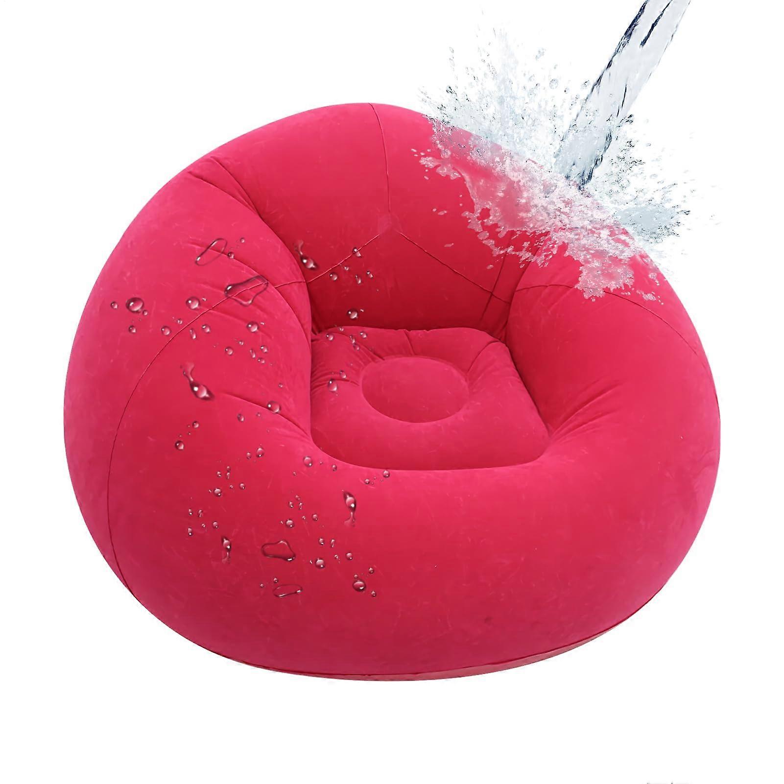 Blow Up Couch Folding Portable Inflatable Chair For Indoor Outdoor Use Red Patio RV Camping Pool Garden