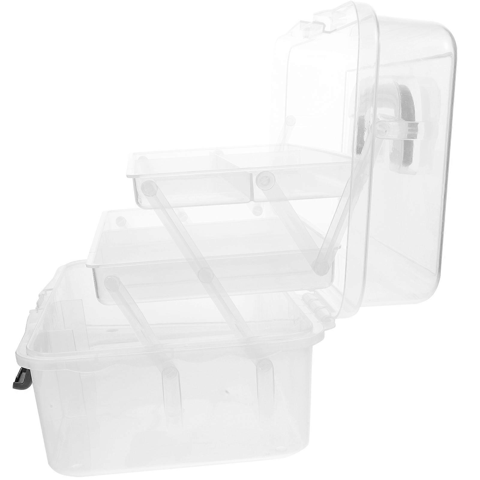 Three-Layer Clear Plastic Box for Storage Use 2Pcs