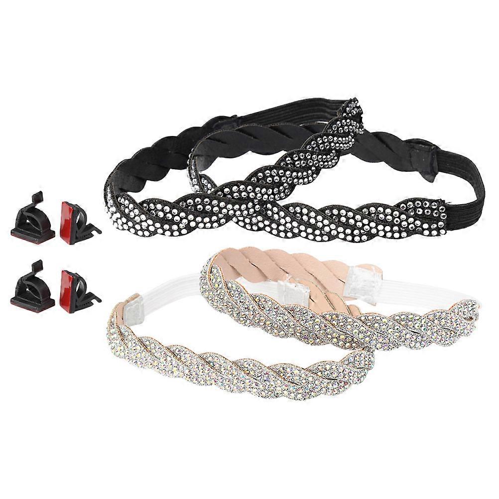 12Pcs Elastic Shoe Straps for High Heel with Detachable Rhinestones
