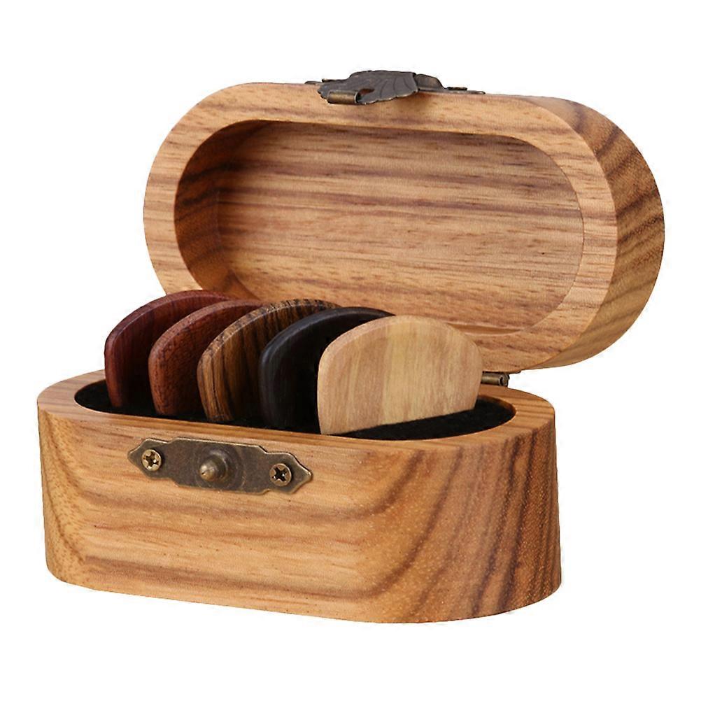 5 Sets Wooden Guitar Picks For Music Lovers Compact And Portable Storage Box Picking Strings