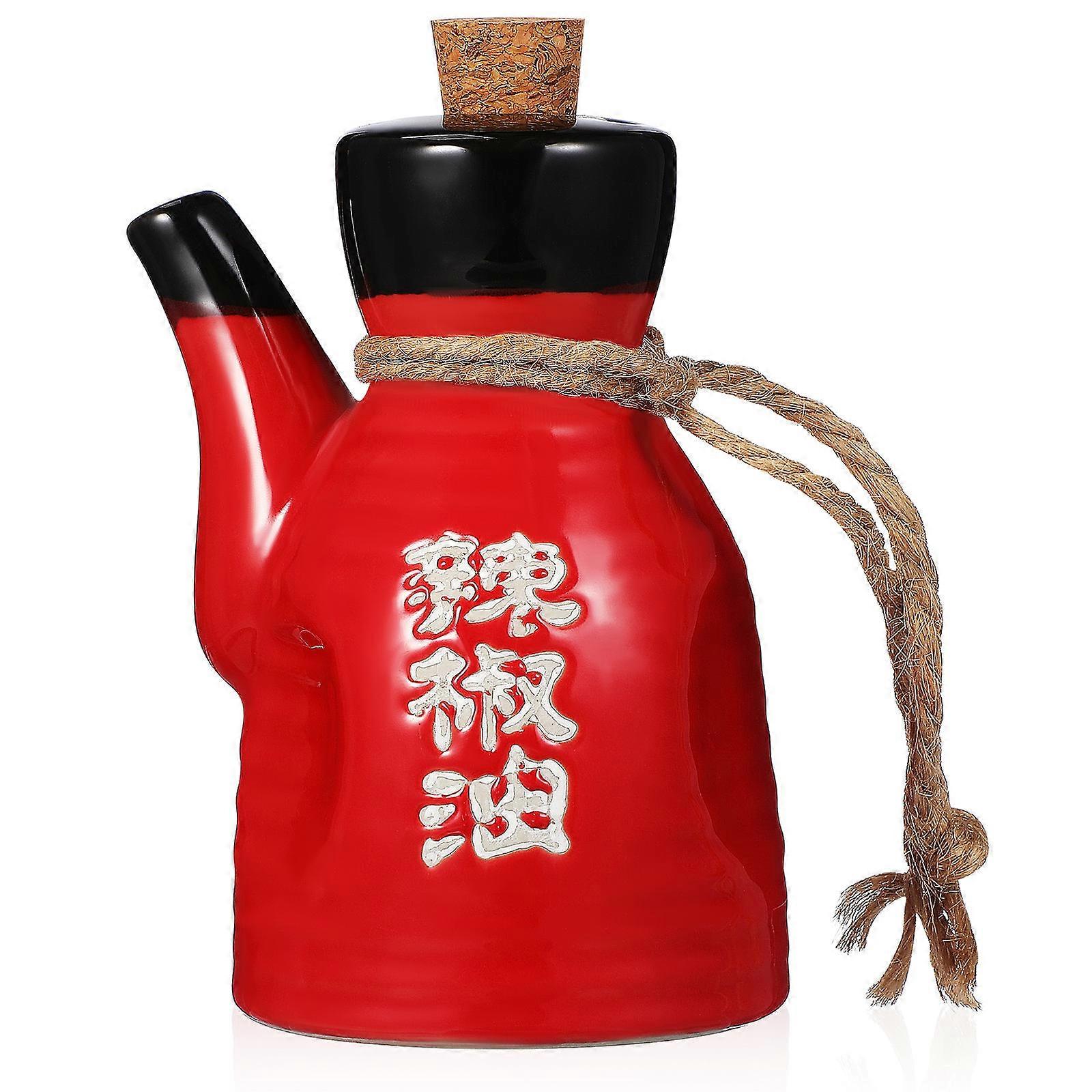 Ceramic Condiment Bottle Japanese Style Sauce Container for Cooking 4Pcs