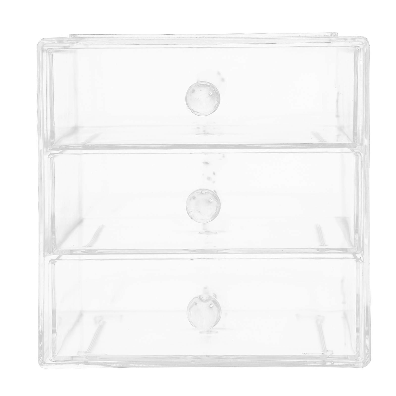 Clear Acrylic Cosmetic Storage Organizer with 3-Layer Drawer for Desk