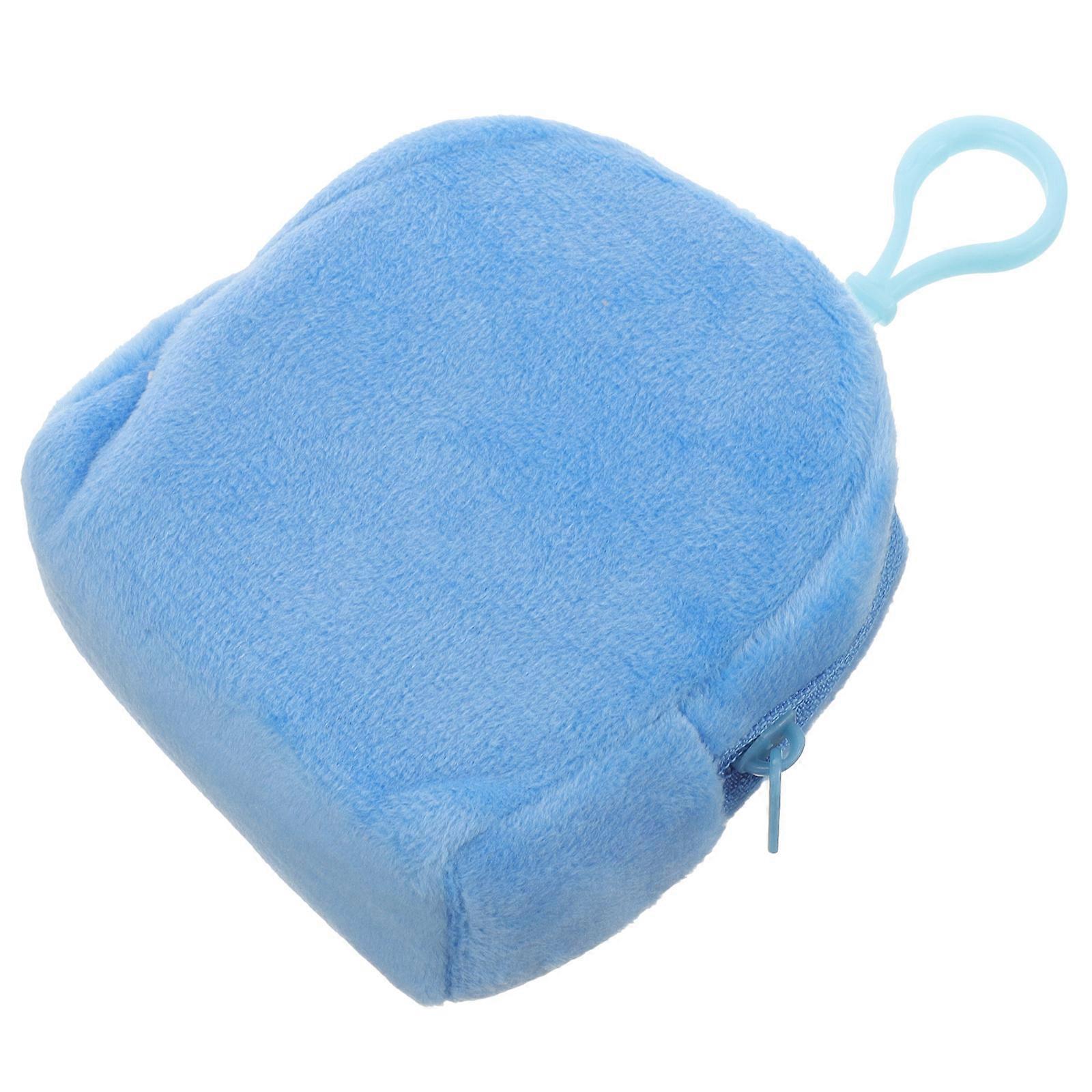 Small Plush Coin Purse for Storage 2Pcs Blue Keychain Pouch Set