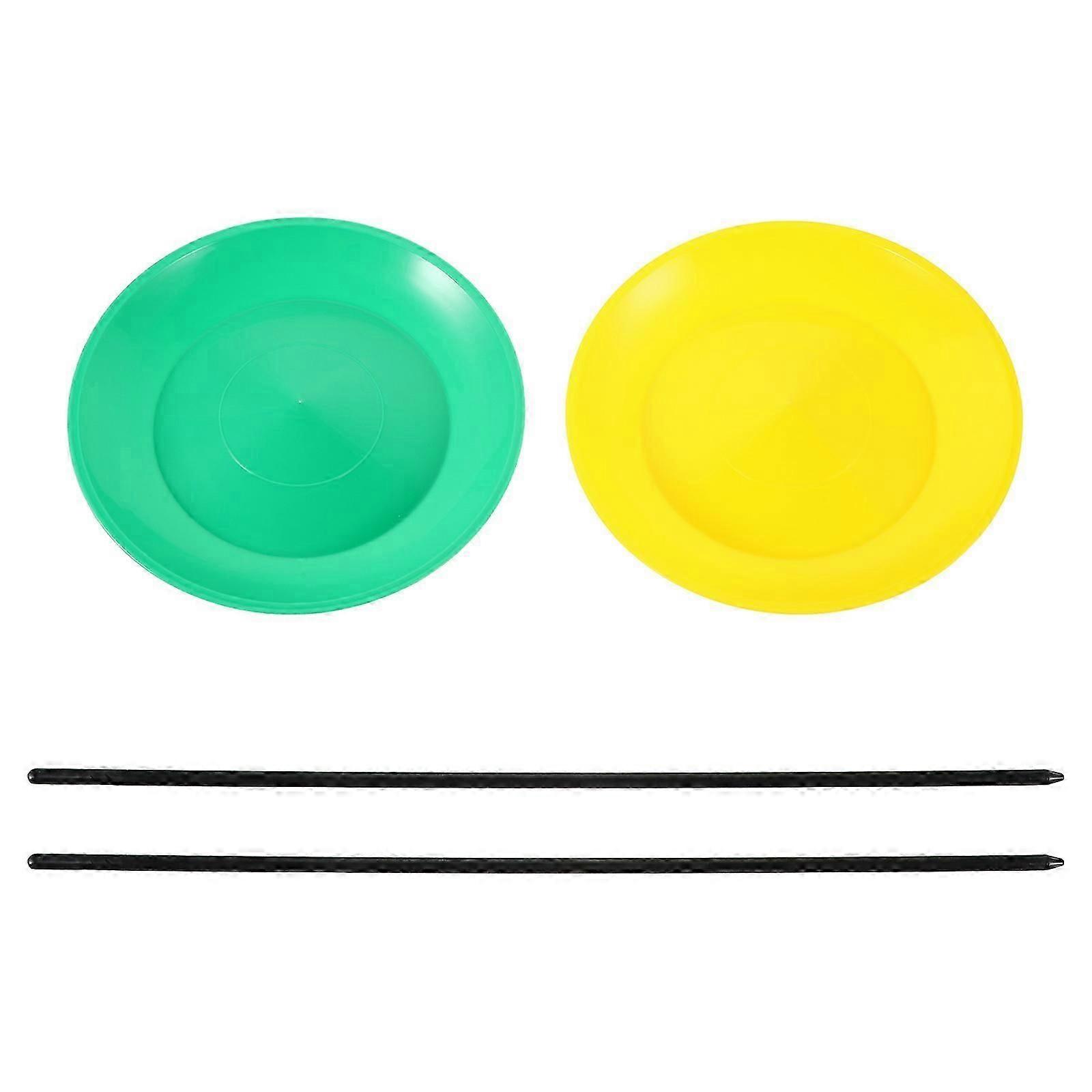 Circus Juggling Plate Set for Party 2Pcs with Sticks Assorted Color Toy