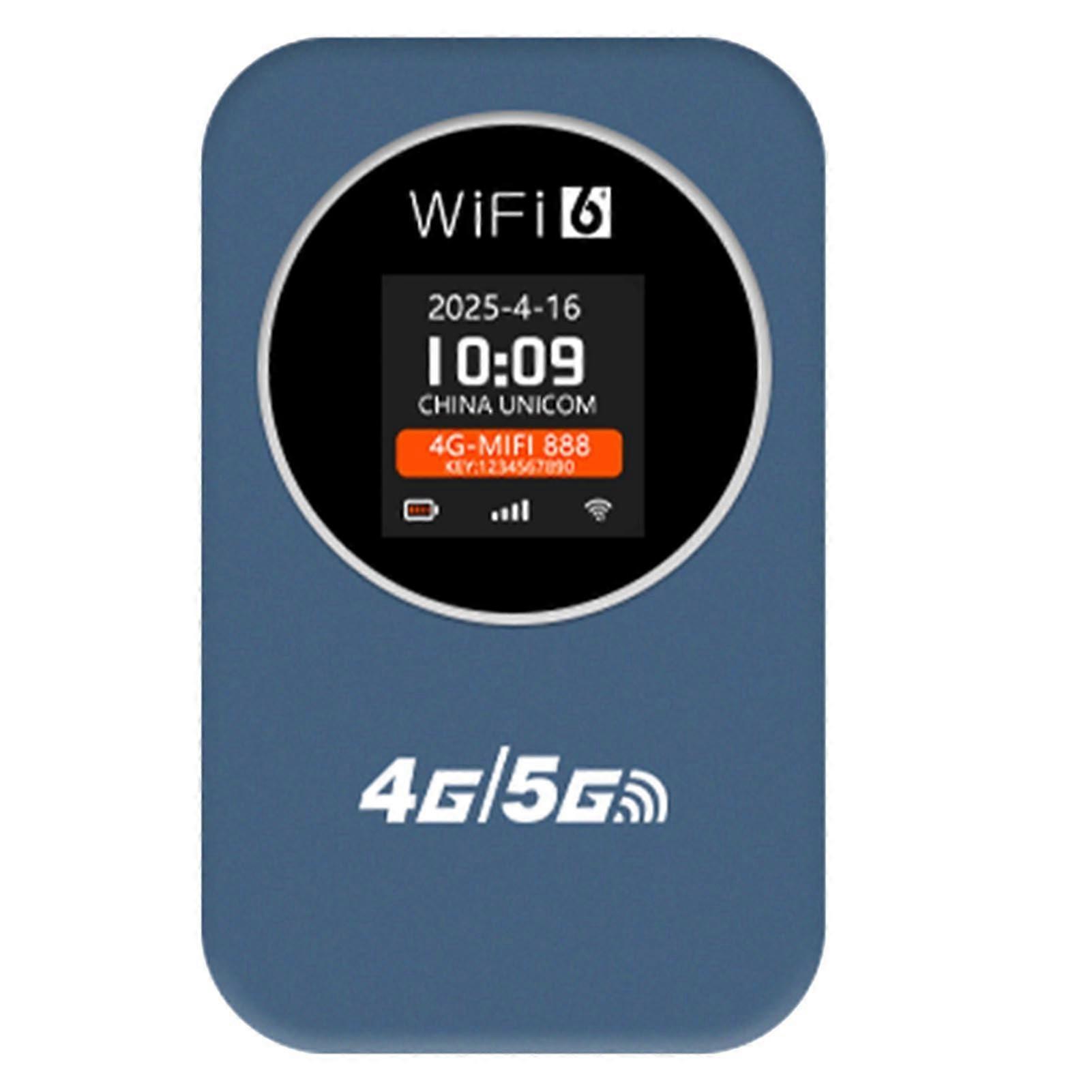 4G Mobile Hotspot LCD Screen 3000mAh Battery Unlocked WiFi 300Mbps Portable Router Supports 10 Users SIM Card Slot Blue