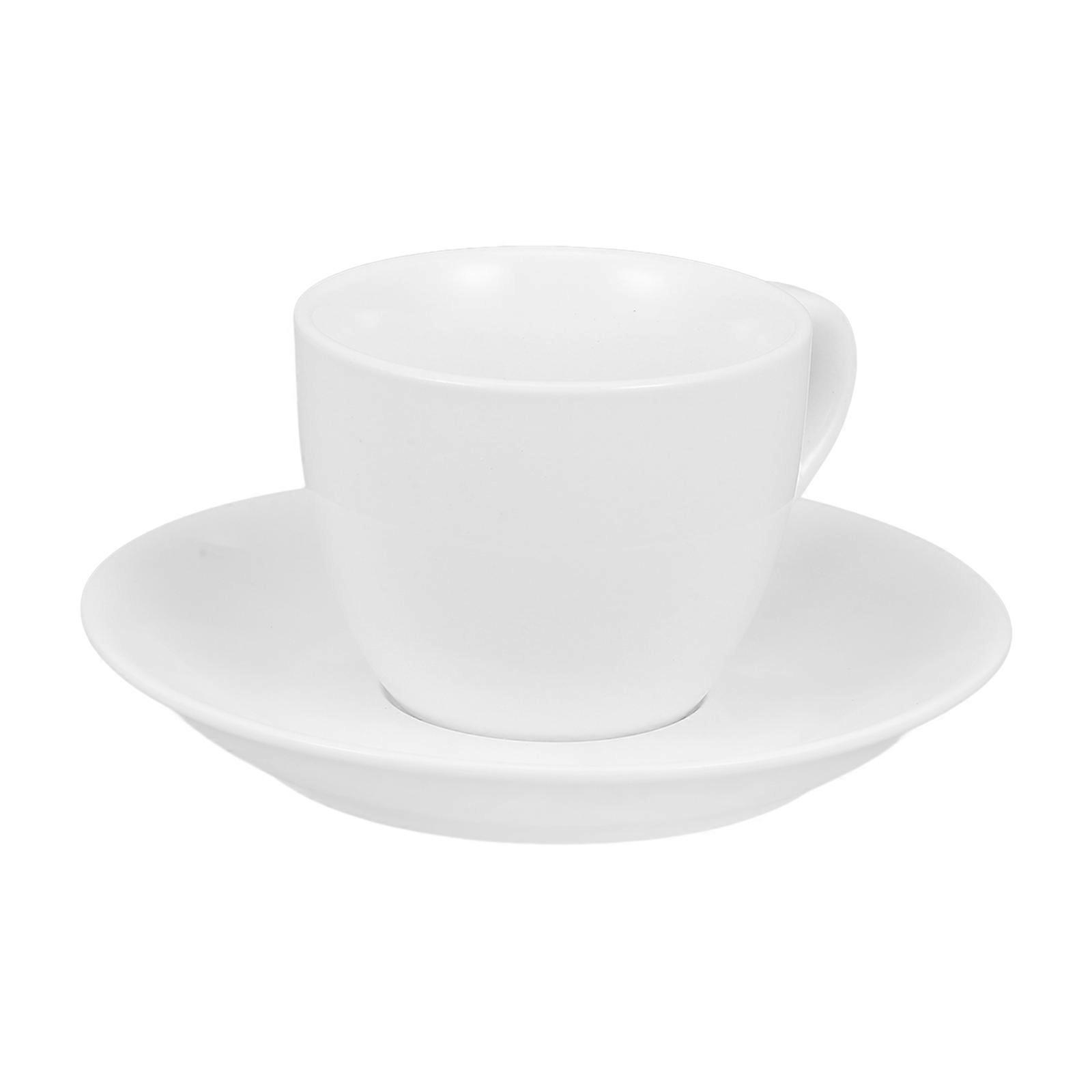 Ceramic Coffee Cup Coffee Cup Saucer for Tea Drinking 2Sets White