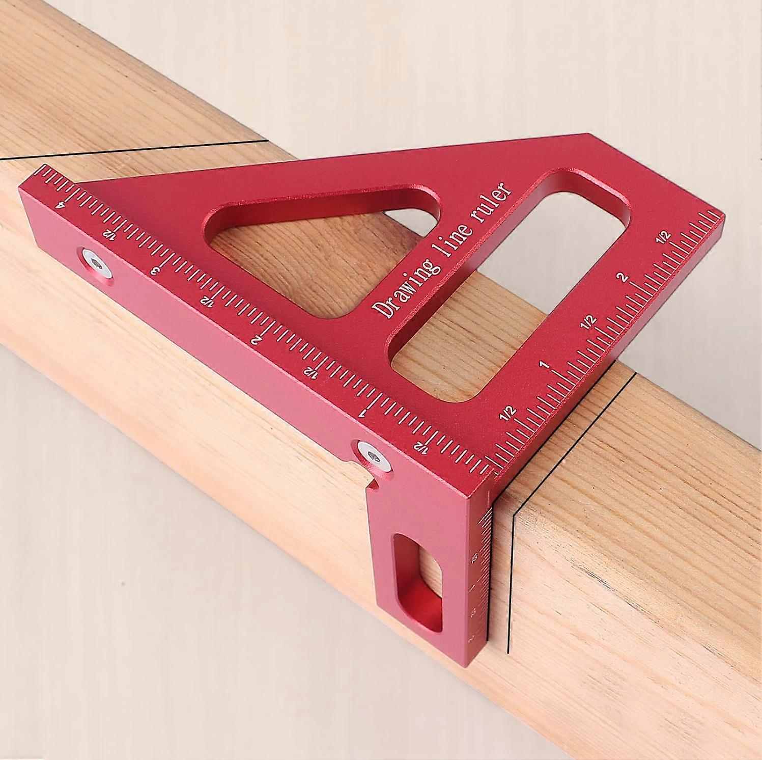 Imperial 3D Multi-Angle Measuring Ruler, 45/90 Degree High Precision Woodworking Square Protractor, Miter Triangle Ruler, Layout Measuring Tool (003R)