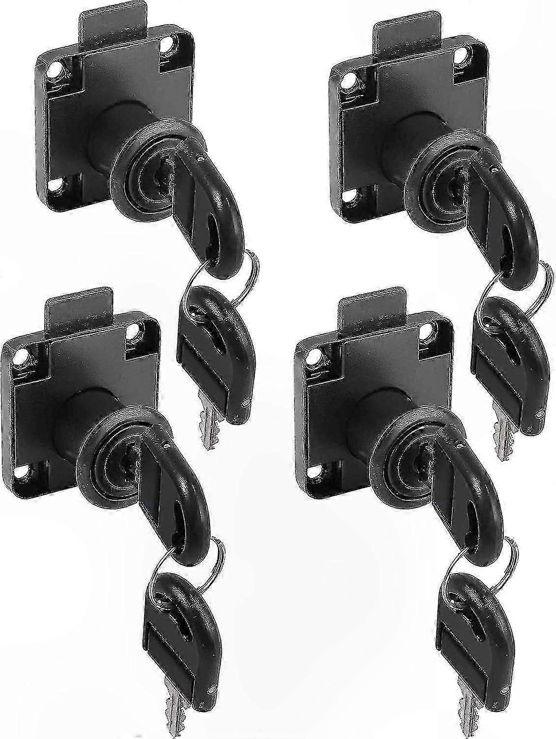 4-Pack 22mm Cam Locks with Unique Keys, Black Cabinet Latches for Furniture, Mailbox, and Cupboard Security