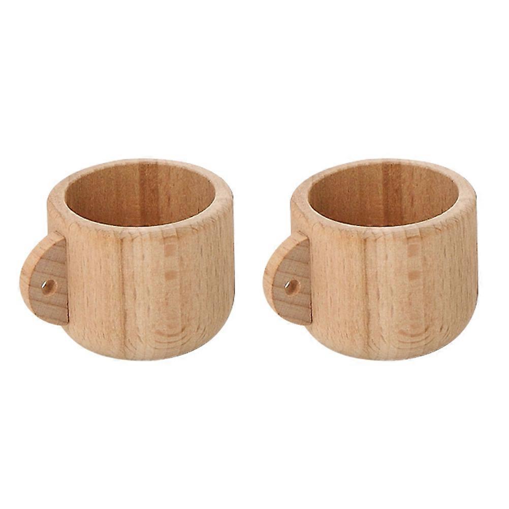 Educational Tableware Toys 2Pcs Solid Wood Tea Cups Ideal For Children Brain Development Activities 4X4X4.8Cm