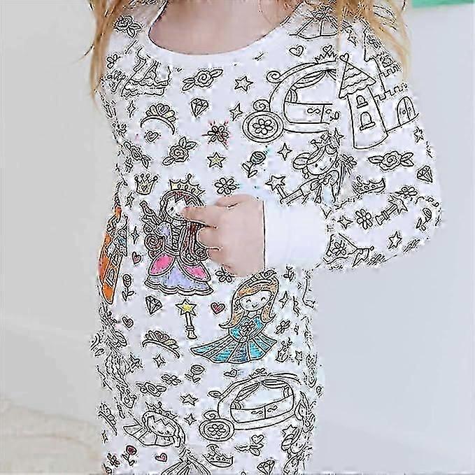 Conjunto de Pijamas de Grafite DIY para Crianças Criativas, Conjunto de Pijamas de Colorir Seus Próprios Pijamas para Meninos e Meninas-Bom