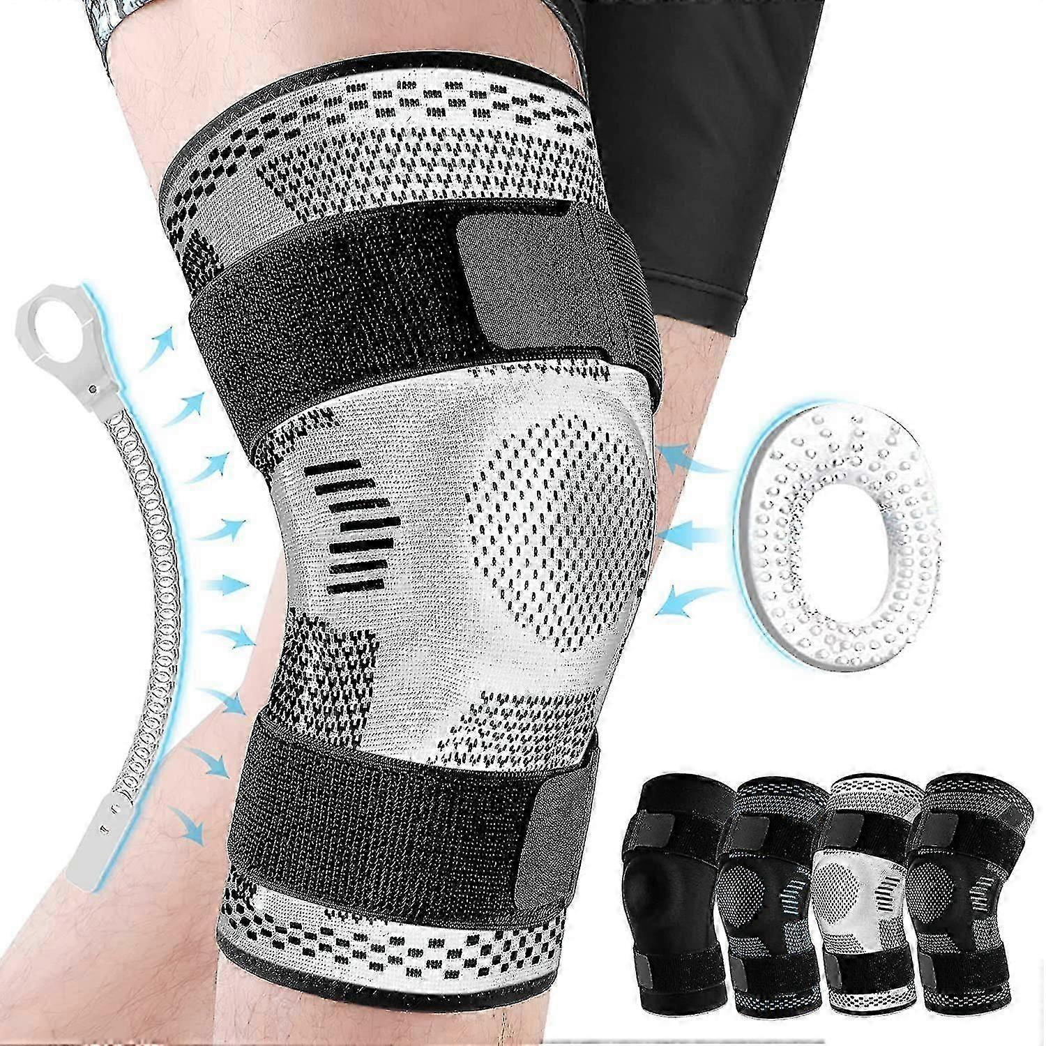 Knee Brace Support Compression Sleeve With Side Stabilizers And Patella Gel For Knee Pain Meniscus Tear Acl Mcl Injury Recovery Tw-jinmu3