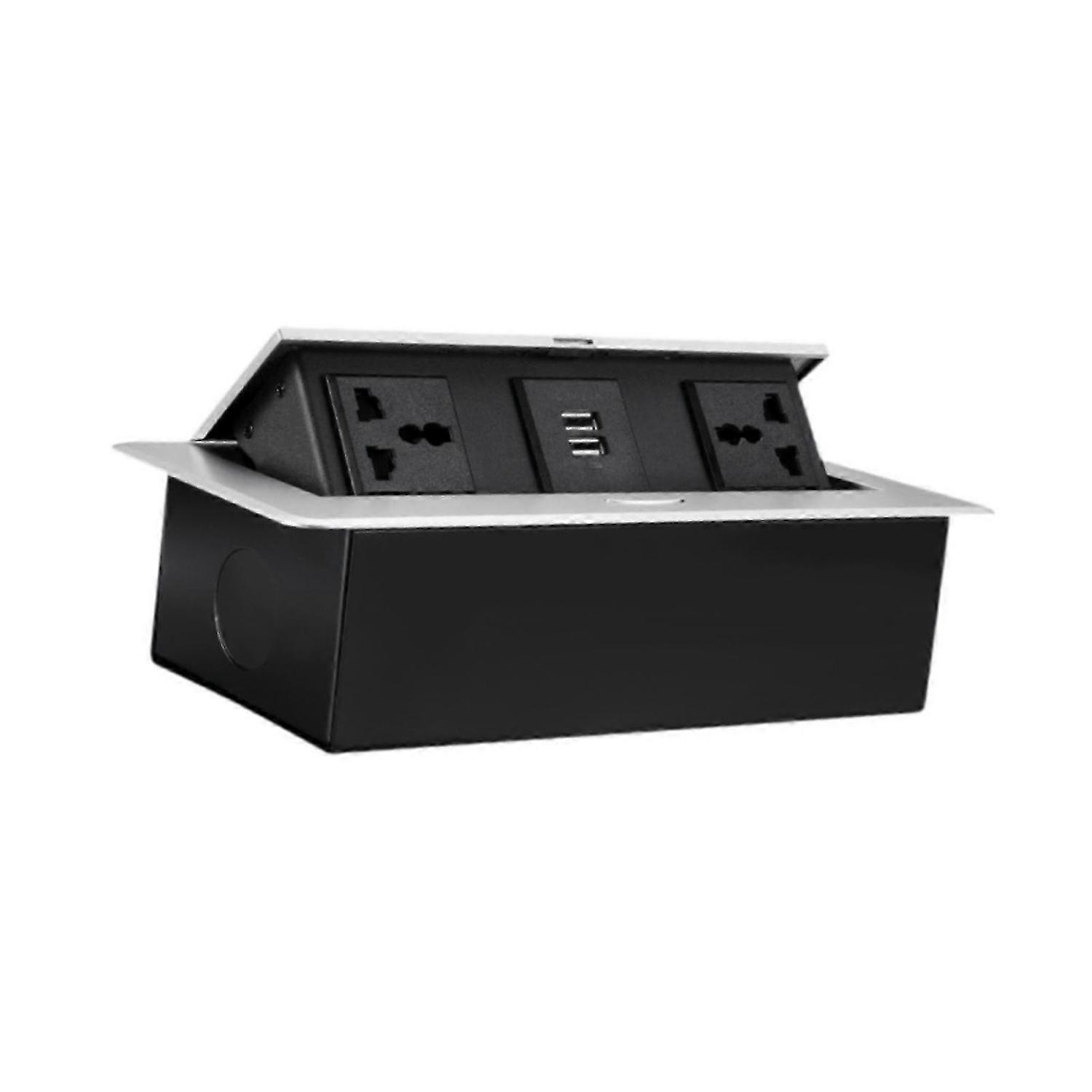 Hidden Outlet Socket Countertop Recessed Computer Table Embedded Power Strip Black