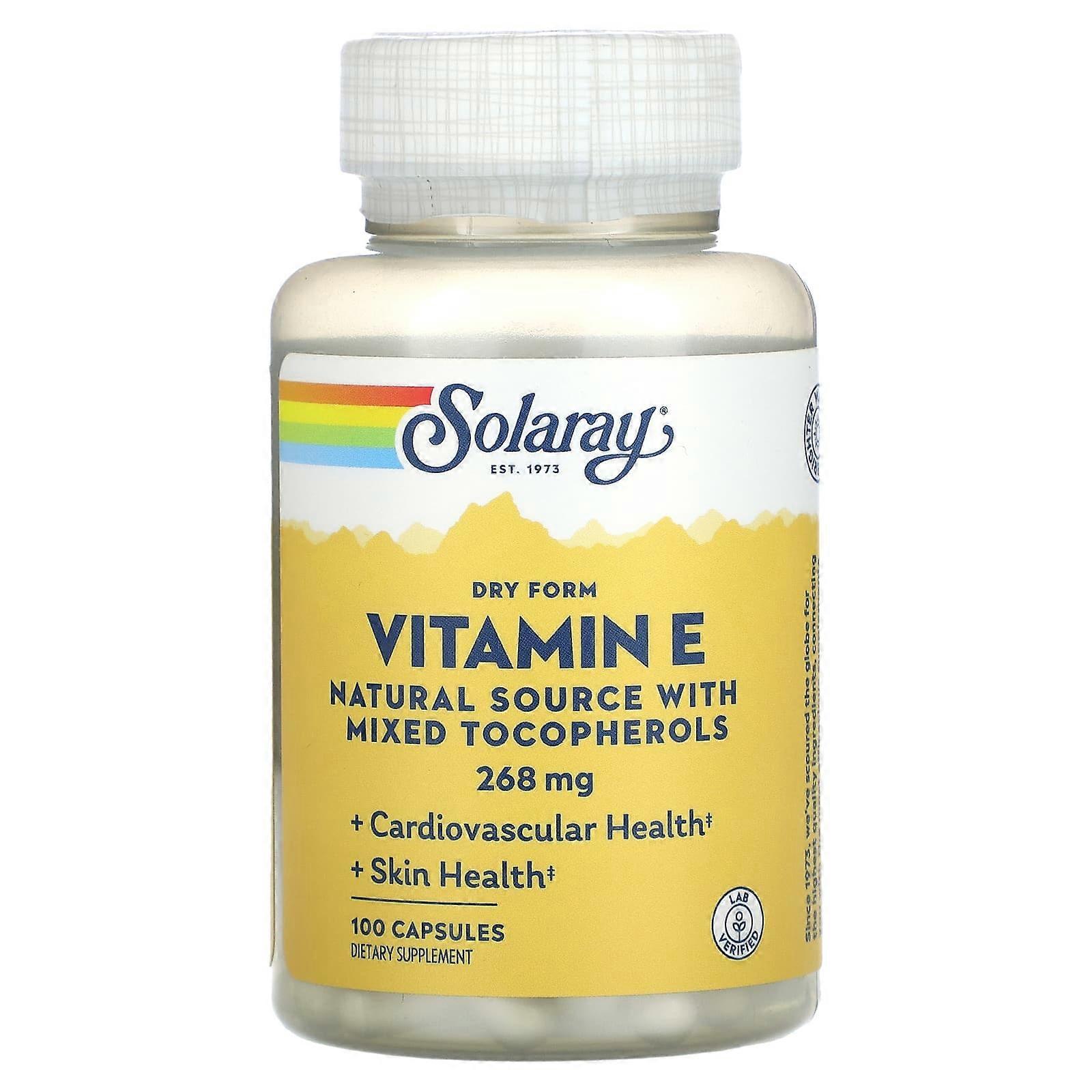 Solaray, Vitamin E with Mixed Tocopherols, 268 mg, 100 Capsules