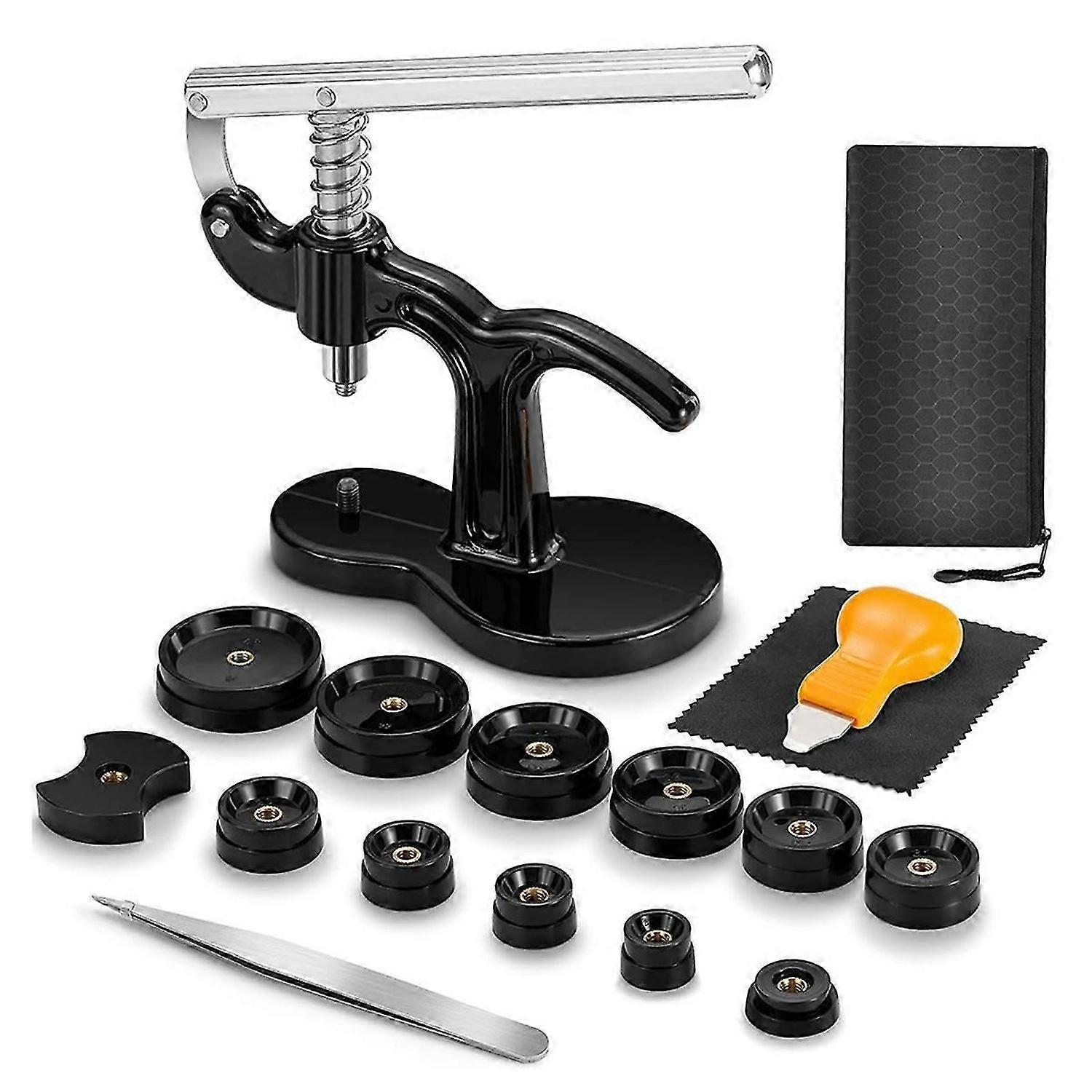 17 Piece Watch Battery Replacement Tool Kit with Watch Press and Back Removal Tool for All Types of